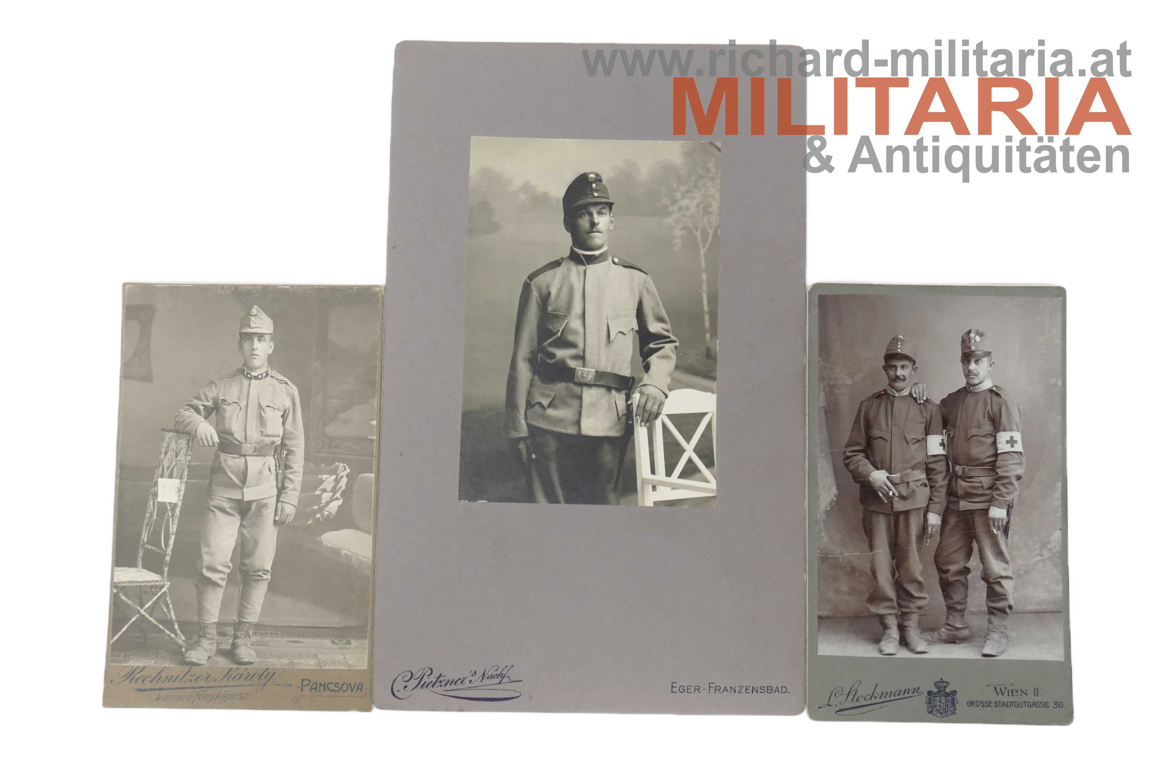 k.u.k. Hartkartonfoto-Konvolut - Mannschaftssoldaten - Sanitäter - Luftfahrttruppe