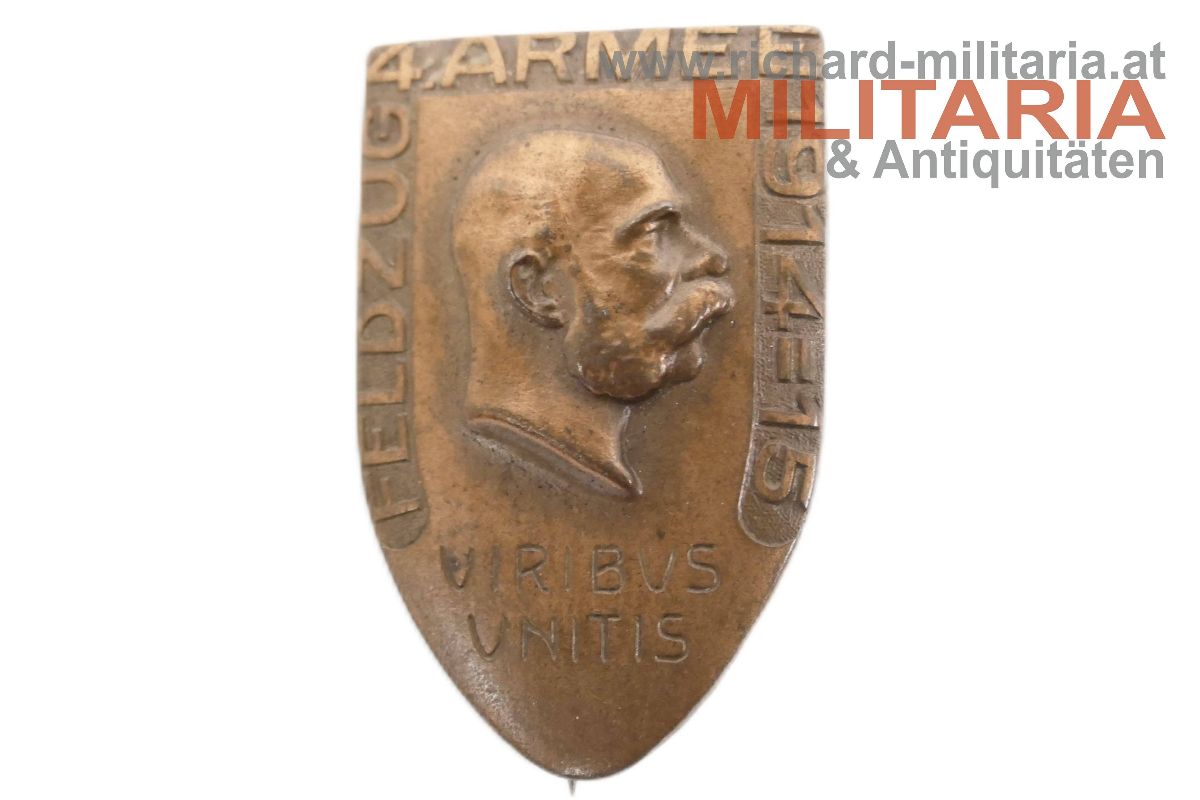 k.u.k. Kappenabzeichen - Feldzug 4. Armee Viribus Unitis 1914-1915