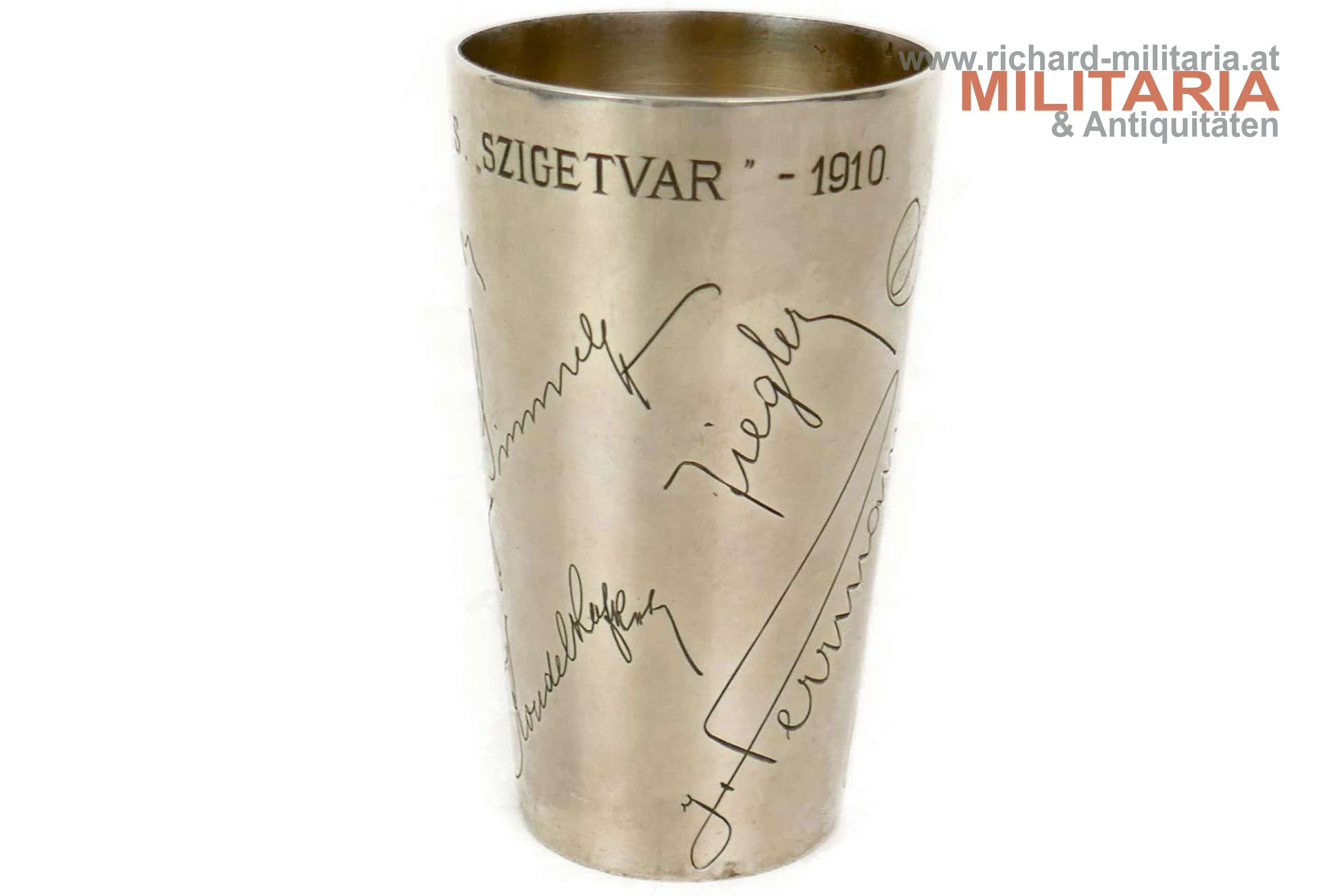 k.u.k. Kriegsmarine - Widmungsbecher S.M.S. Szigetvar - 1910 - Silber