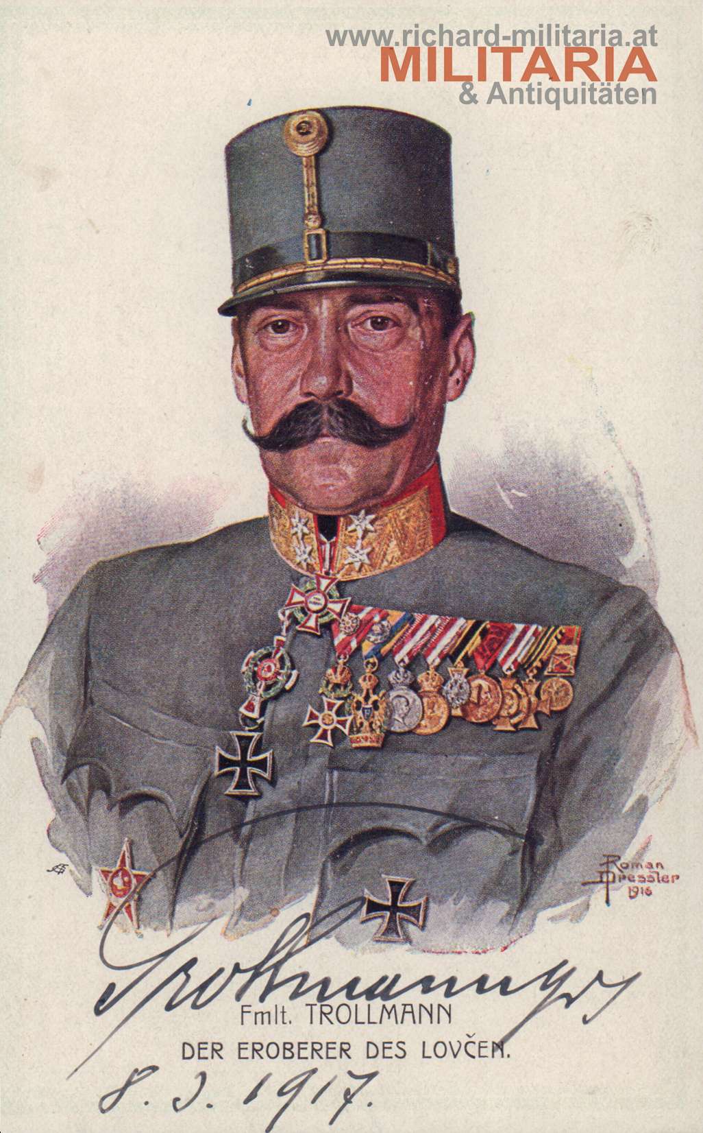 Fmlt. Trollmann - Widmungs-PK mit ORIGINALUNTERSCHRIFT - 1917