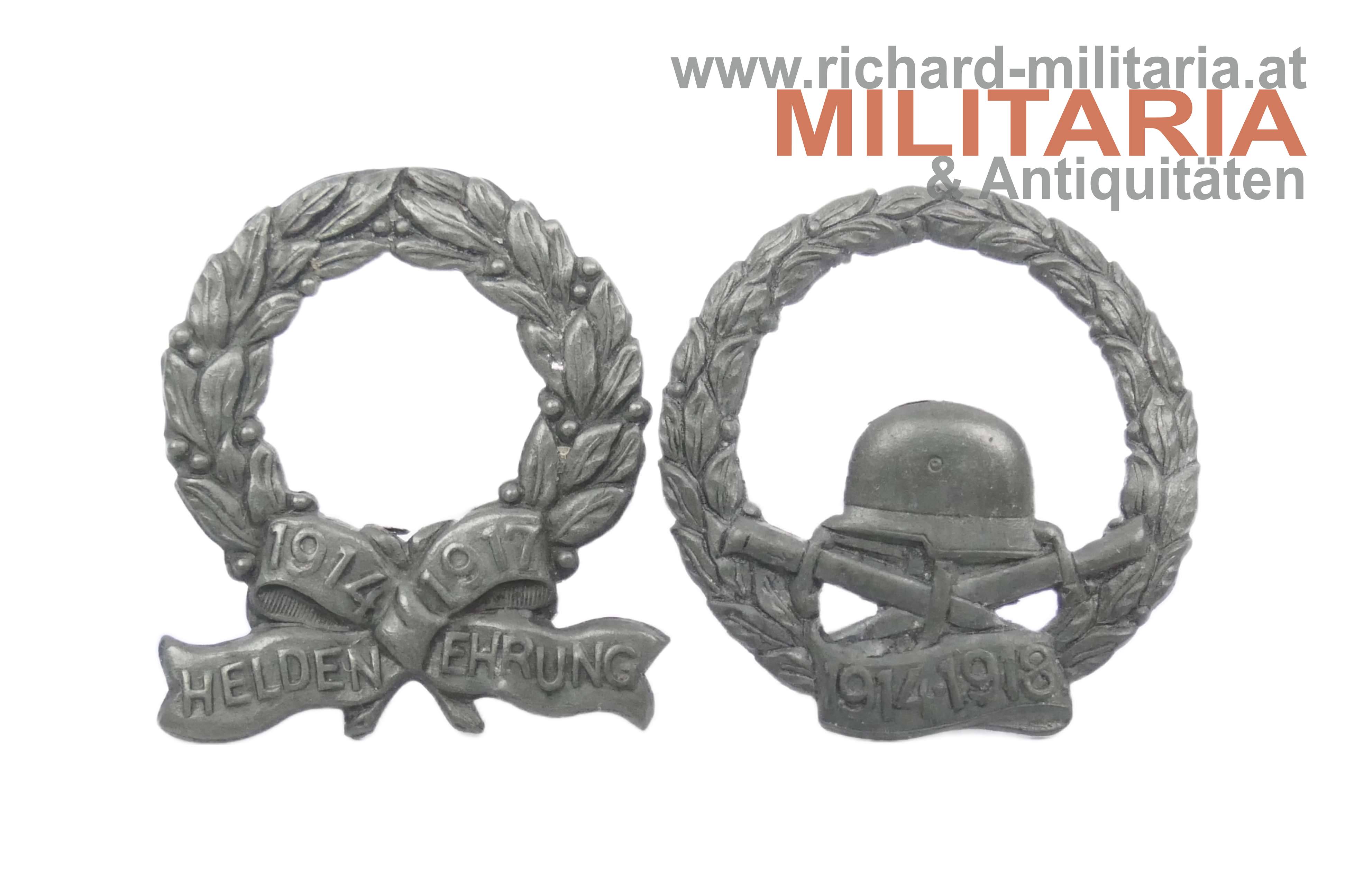 1. Weltkrieg - 2 Abzeichen "Heldenehrung 1914-1917" & 1914-1918