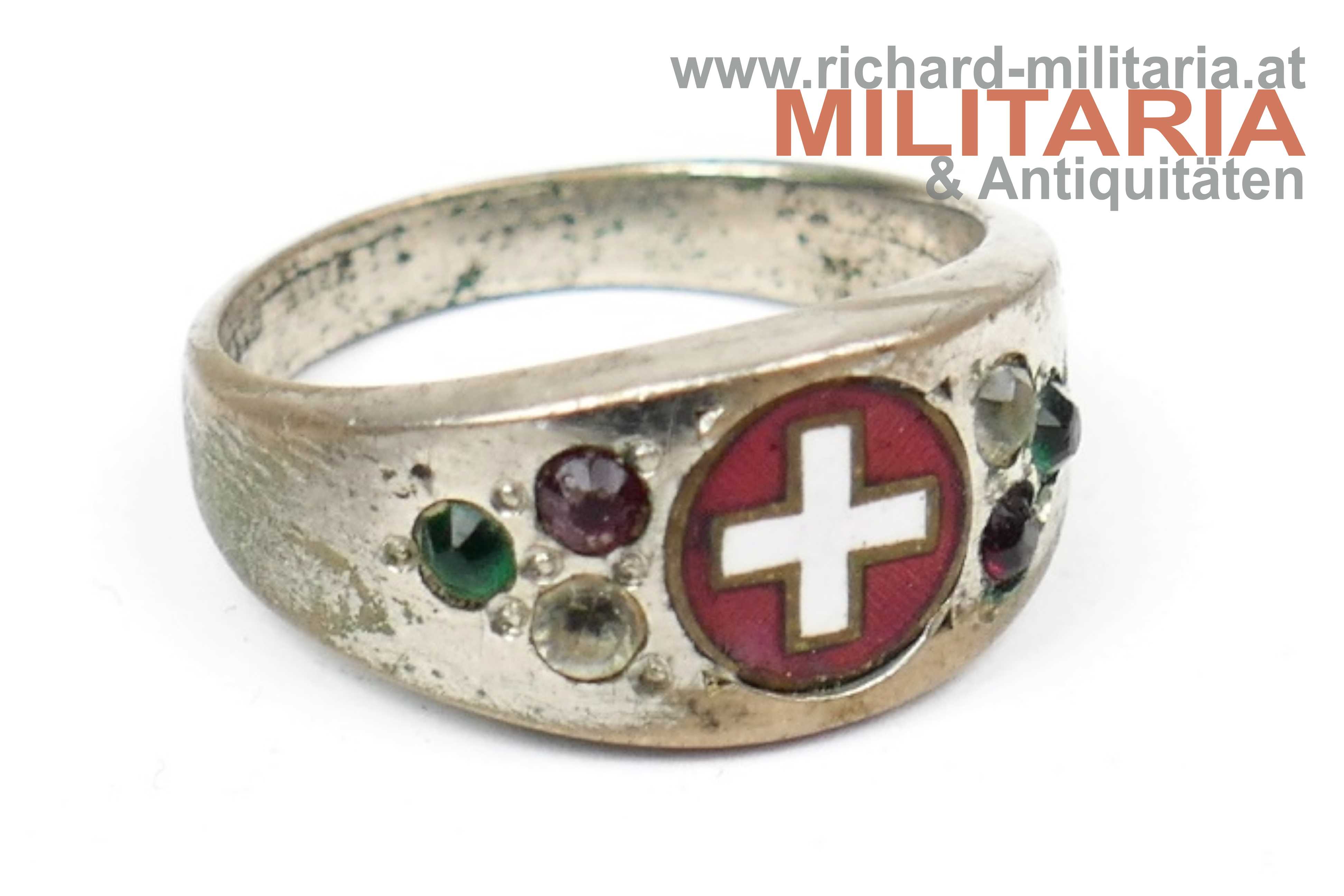 Patriotischer Ring - weißes Kreuz 