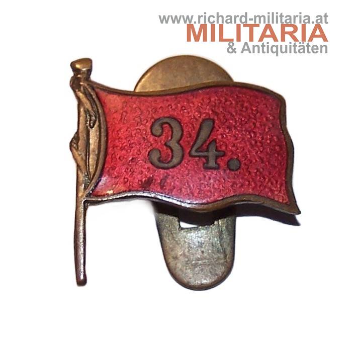 k.u.k. Abzeichen - Fahne IR34 - MINIATUR - Knopflochtrageweise