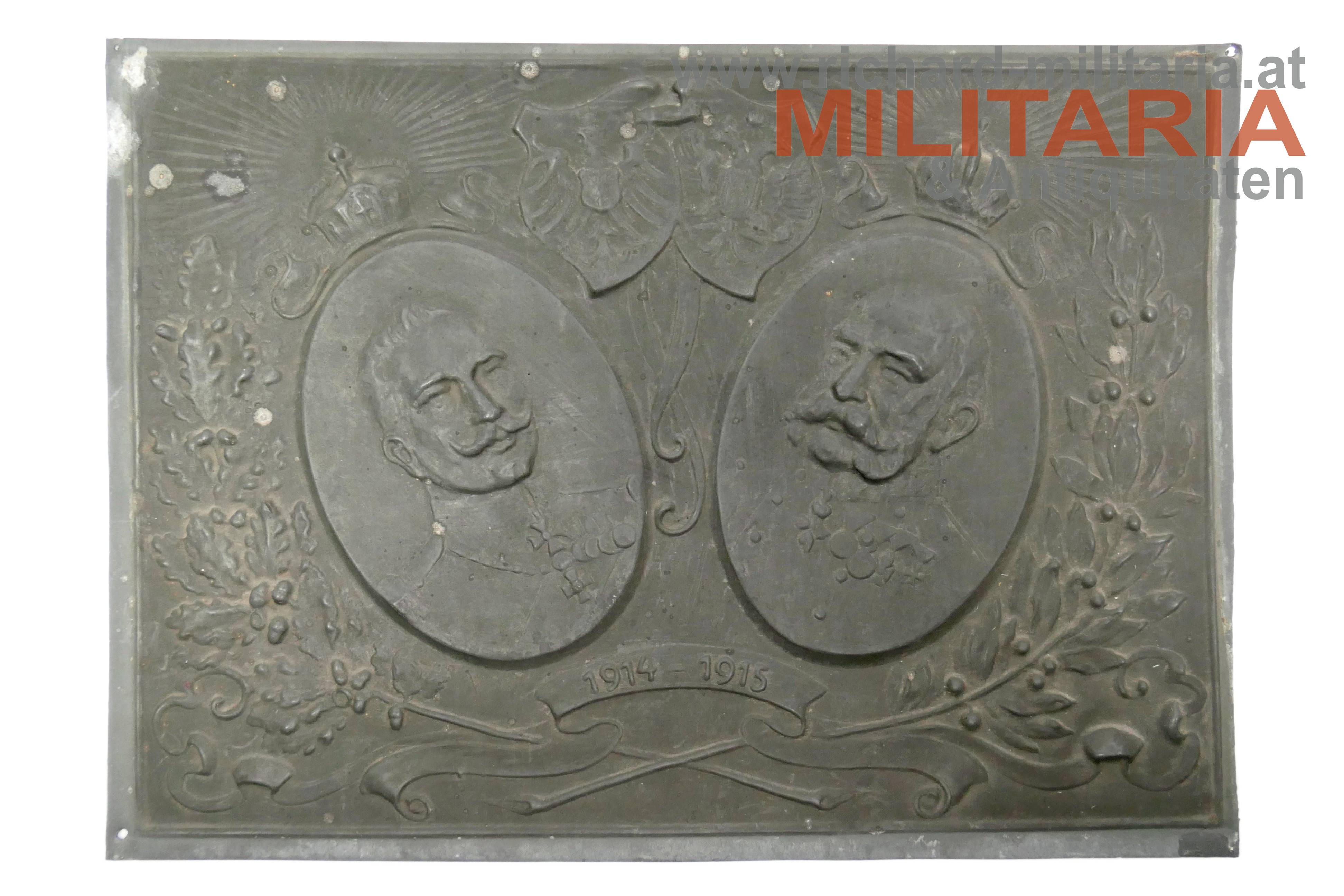 patriotische Platte - Kaiser Franz Joseph und Kaiser Wilhelm 1914-1915