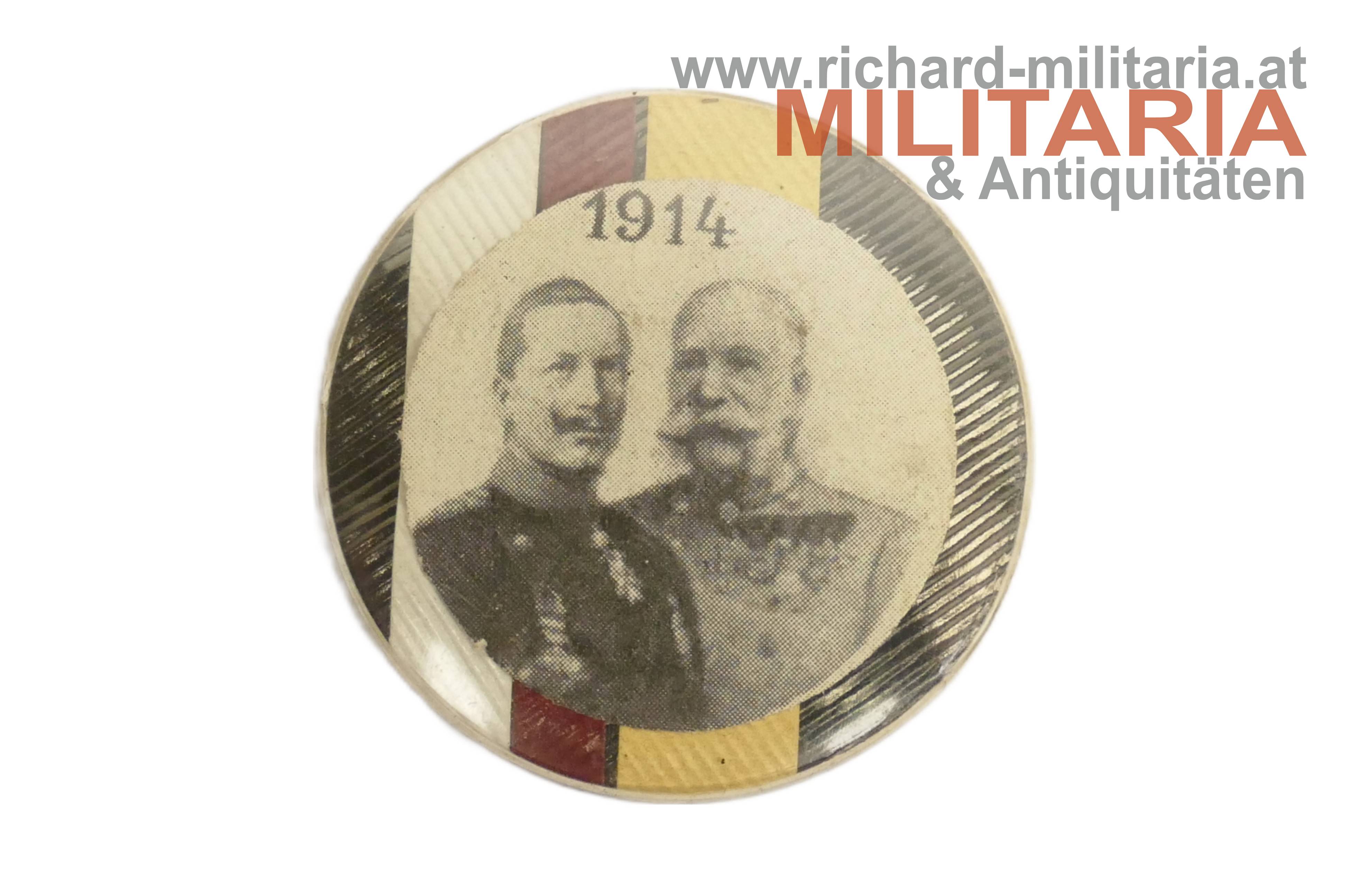 k.u.k. patriotisches Blechabzeichen - Kaiser Franz Joseph & Kaiser Wilhelm 1914