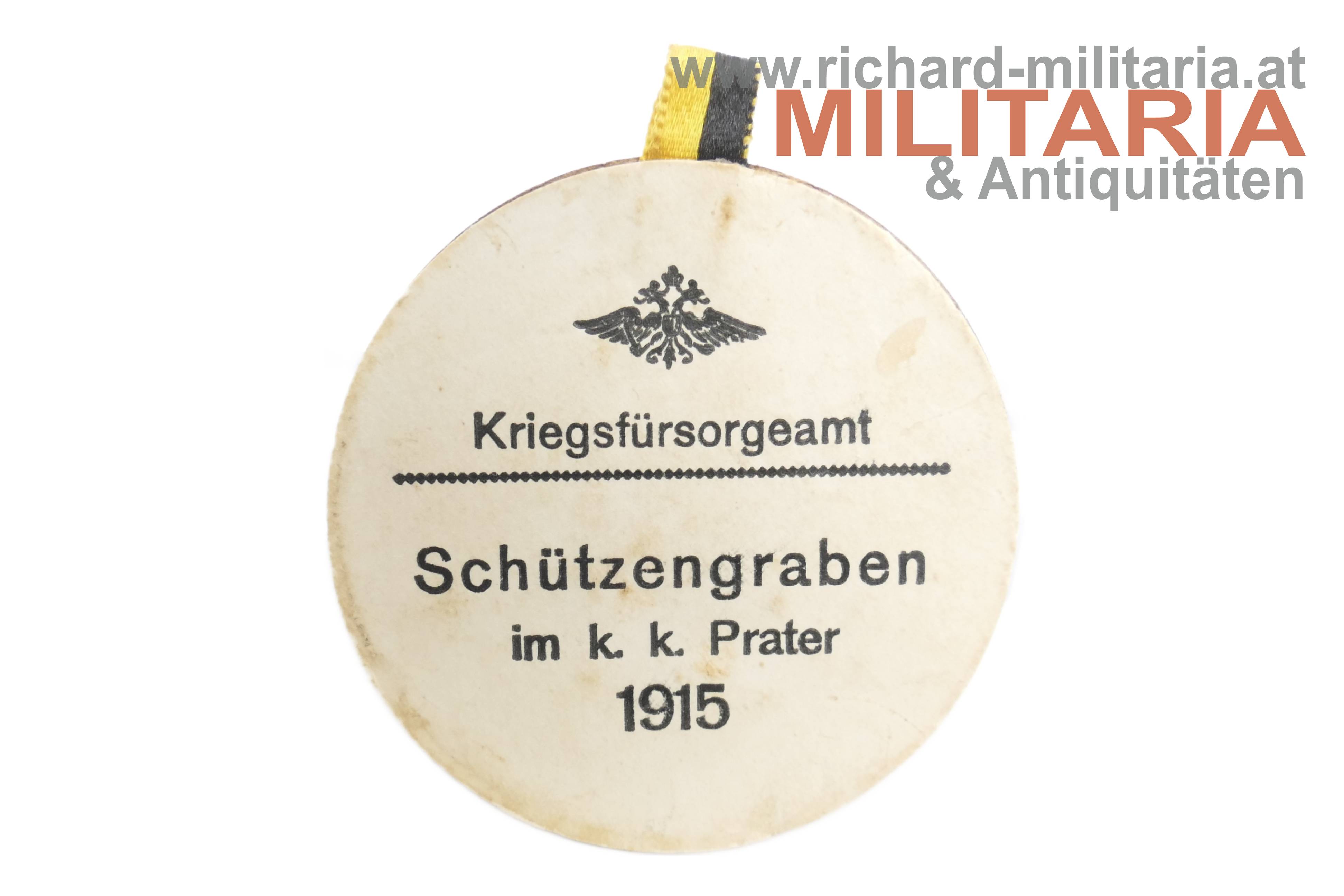 Schützengraben im k.k. Prater 1915 - Kriegsfürsorgeamt - Eintrittskarte 