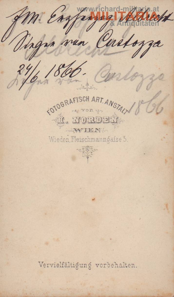 k.u.k. Hartkartonfoto - FM Erzherzog Albrecht - 1866
