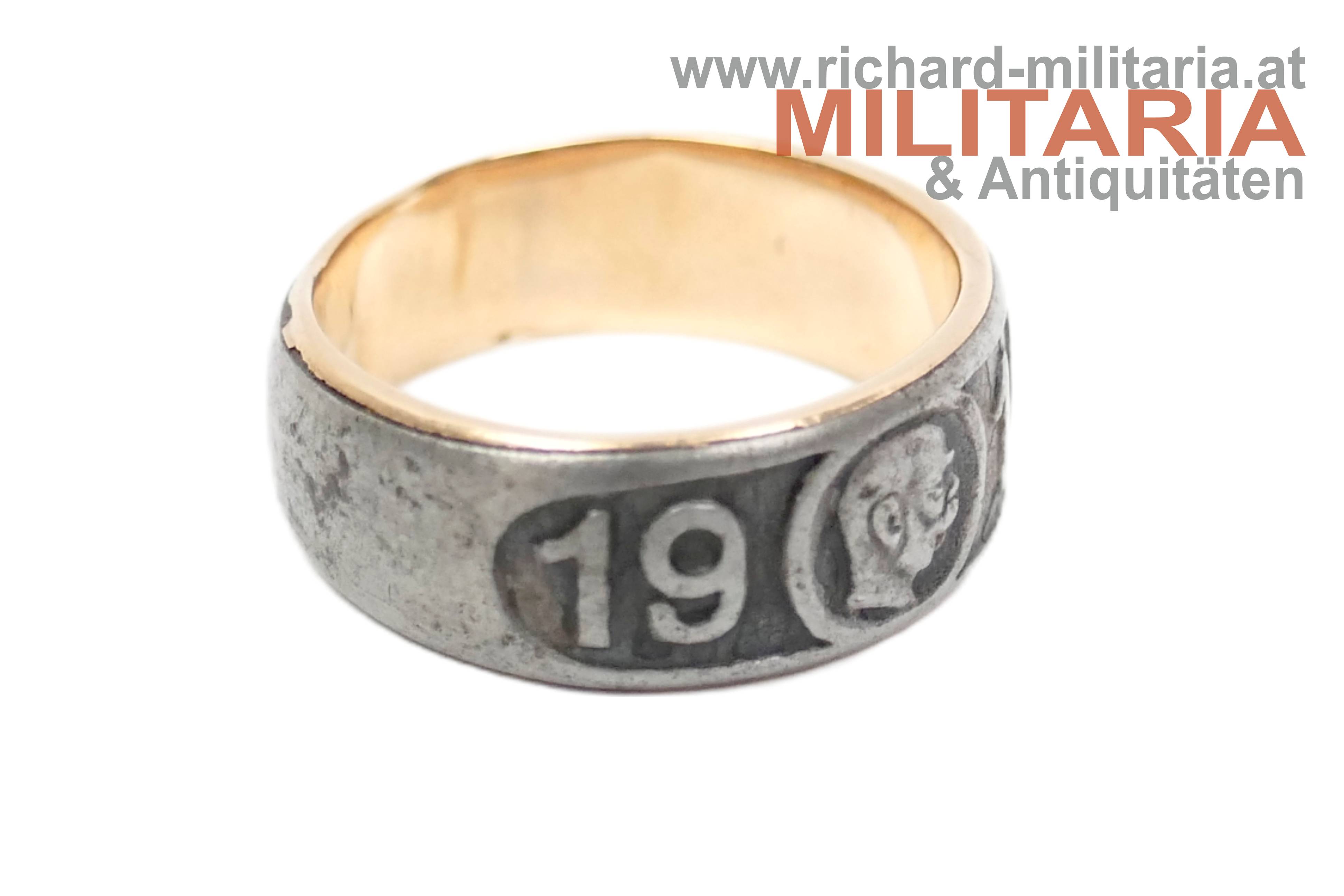 k.u.k. patriotischer Ring - Kaiser Franz Joseph 1914 - Goldeinlage