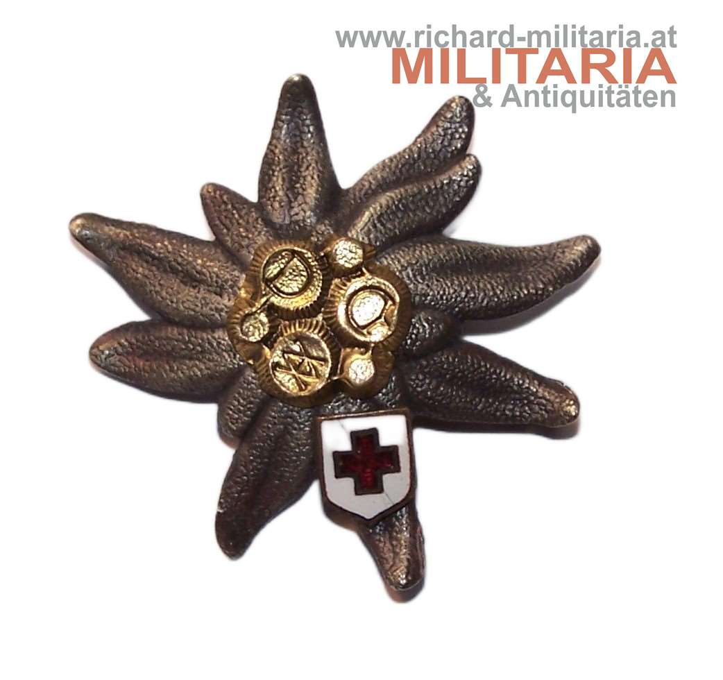 k.u.k. Kappenabzeichen Edelweiss mit Rotem Kreuz