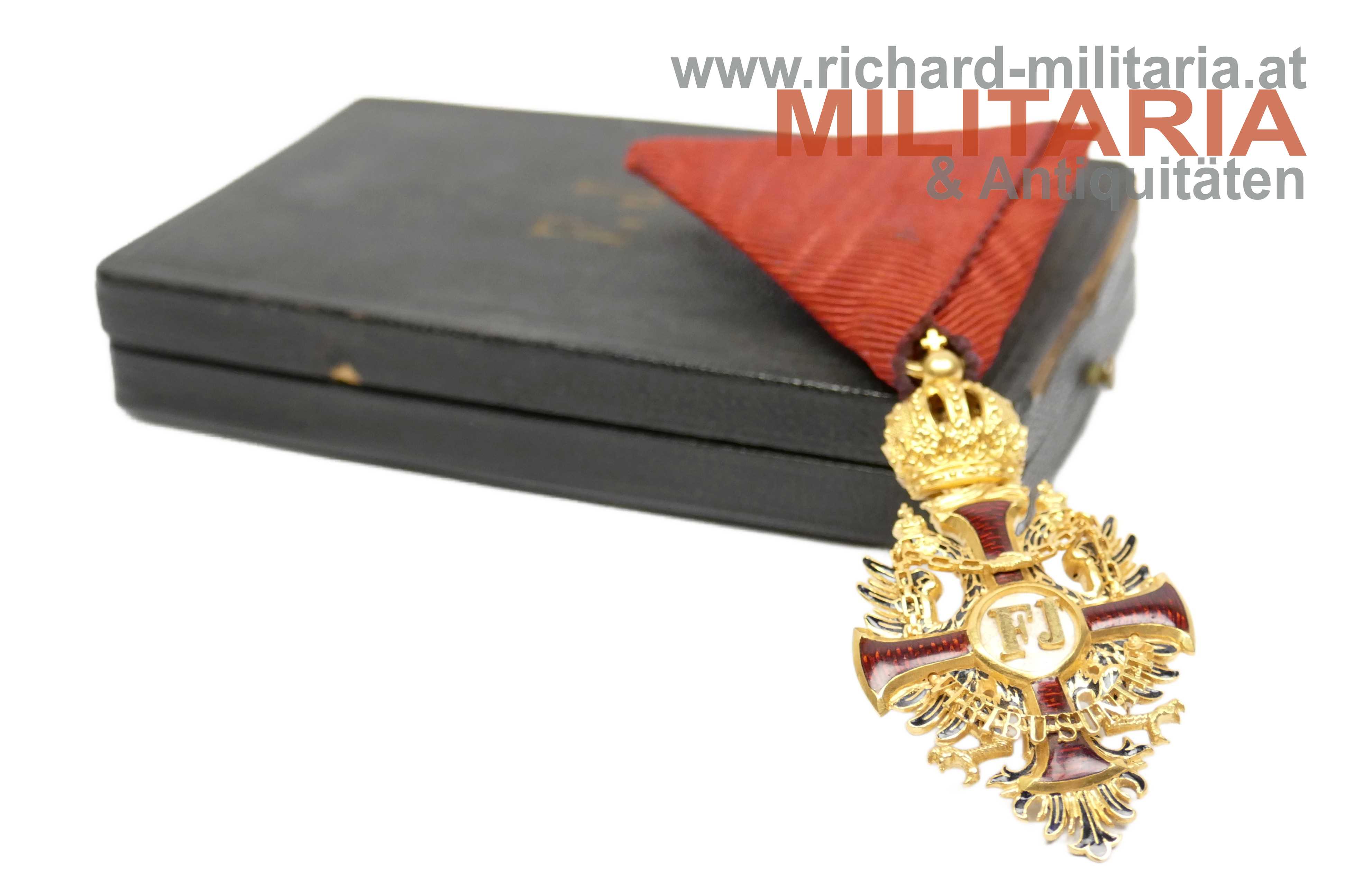 kaiserlicher Franz - Joseph-Orden - Ritterkreuz RESCH - GOLD + Etui 