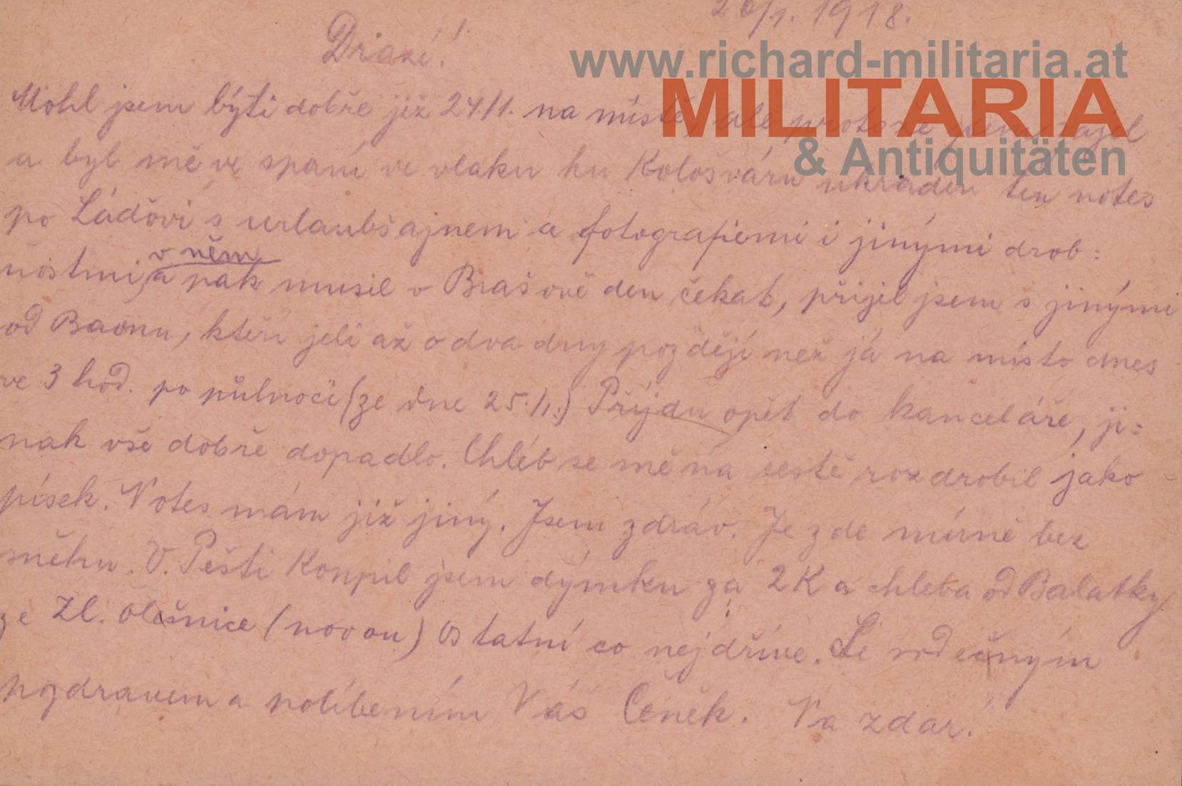 k.u.k. Feldpostkarte - Sturmbataillon Nr. 92