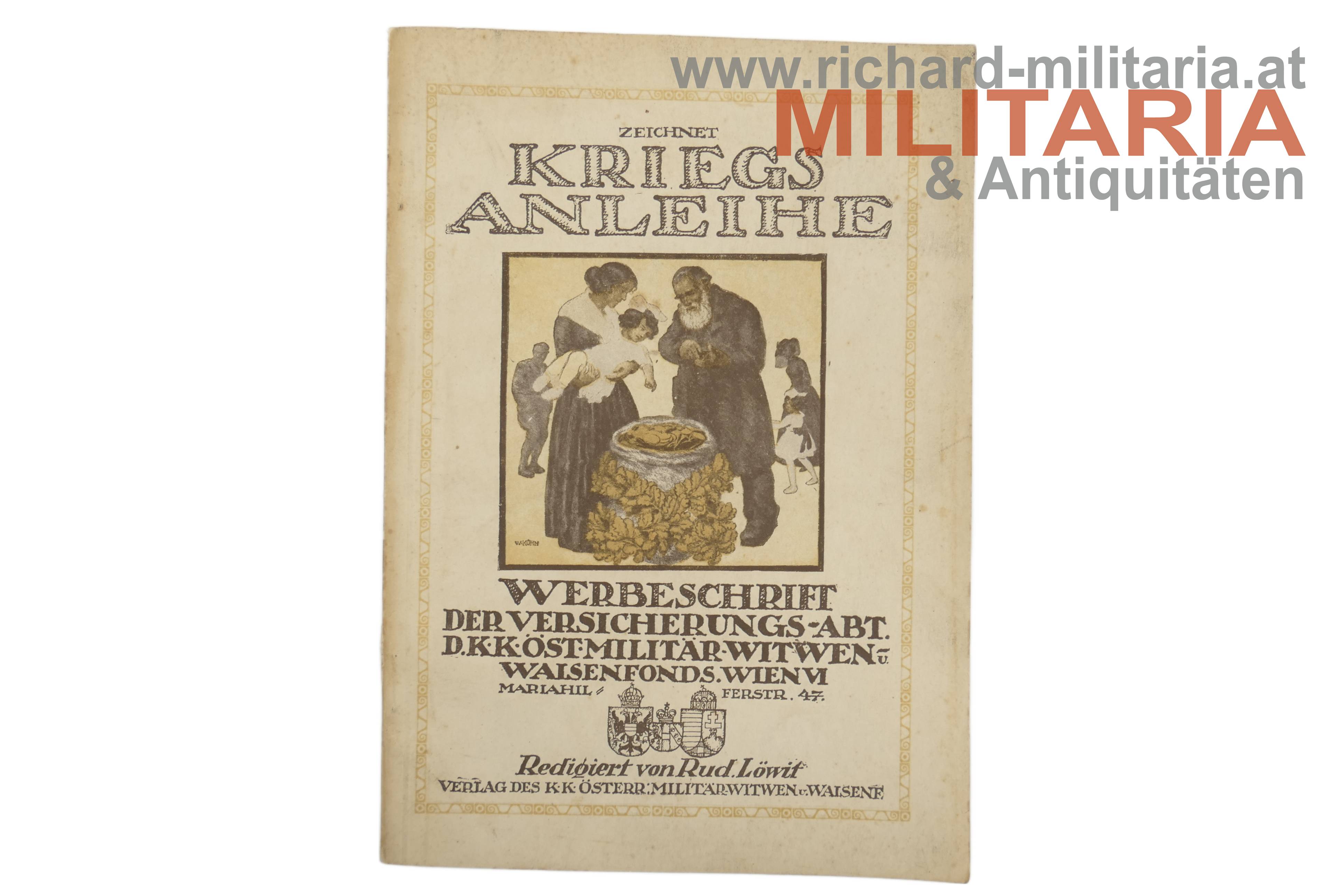 Werbeschrift d. Versicherungsabt. d. k.k. Witwen u. Waisenfonds