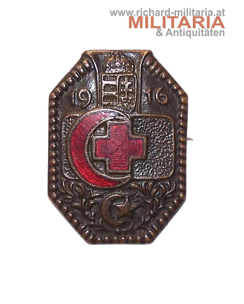 k.u.k. Kappenabzeichen Türkisches Rotes Kreuz / ungarische Krone