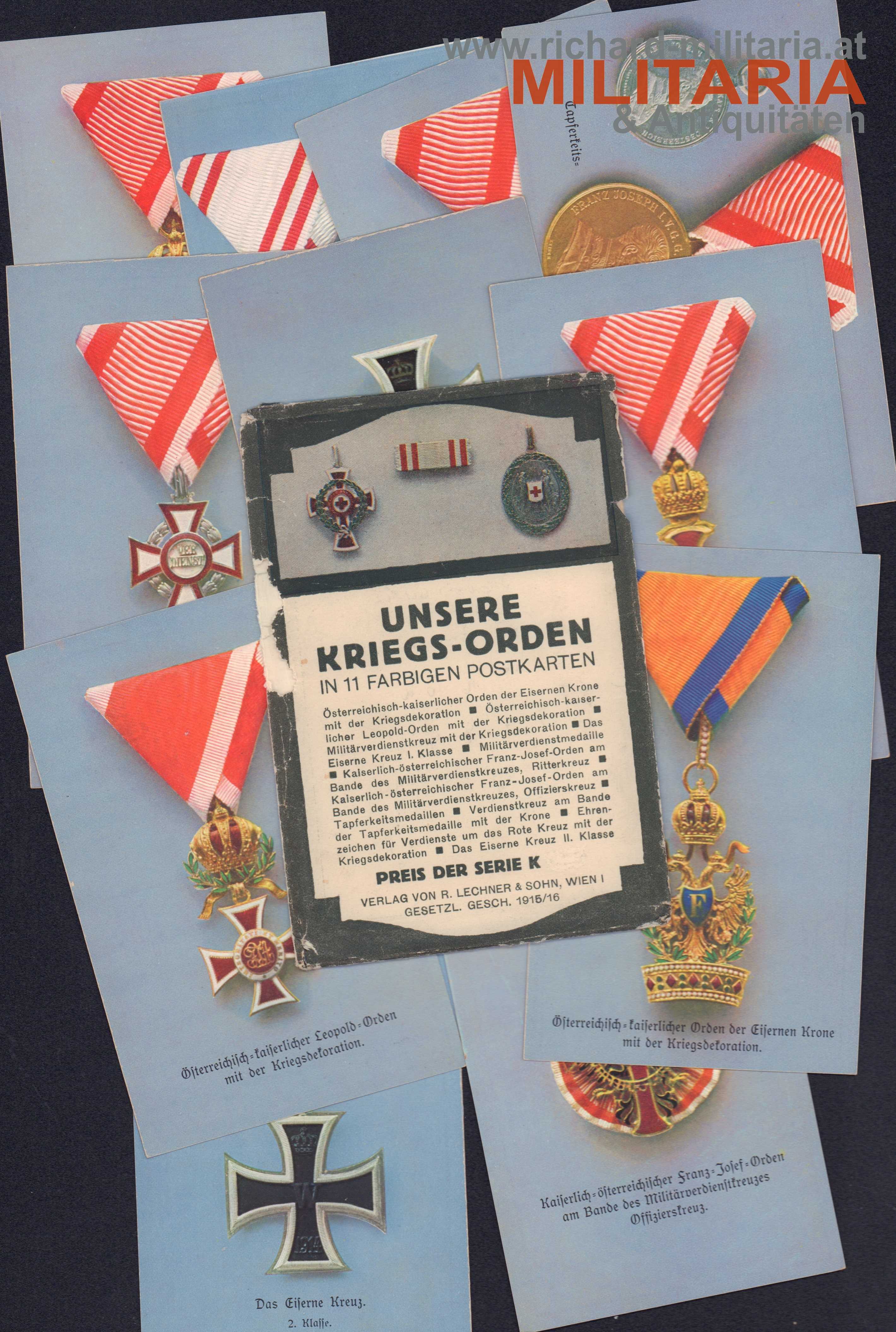 k.u.k. PK - Unsere Kriegs-Orden in 11 farbigen Postkarten