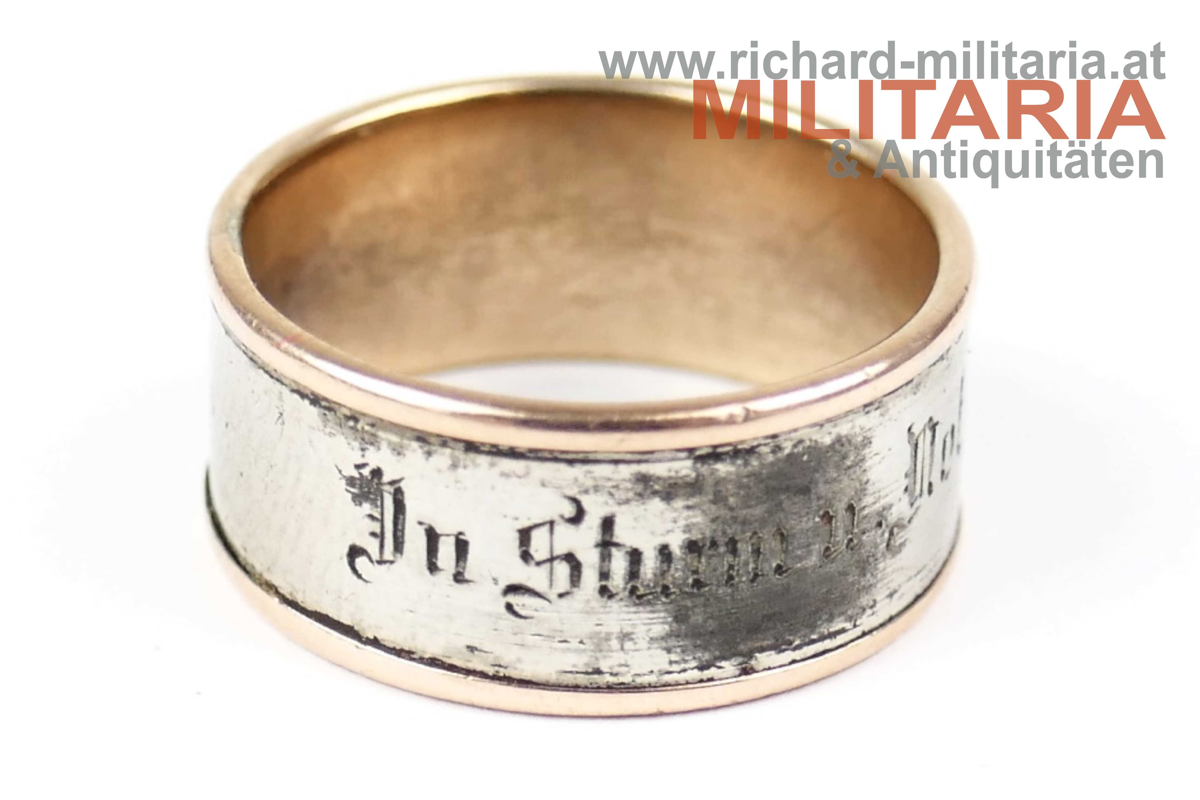 k.u.k. patriotischer Ring - "In Sturm u. Not Treu bis in den Tod" GOLDEINLAGE 