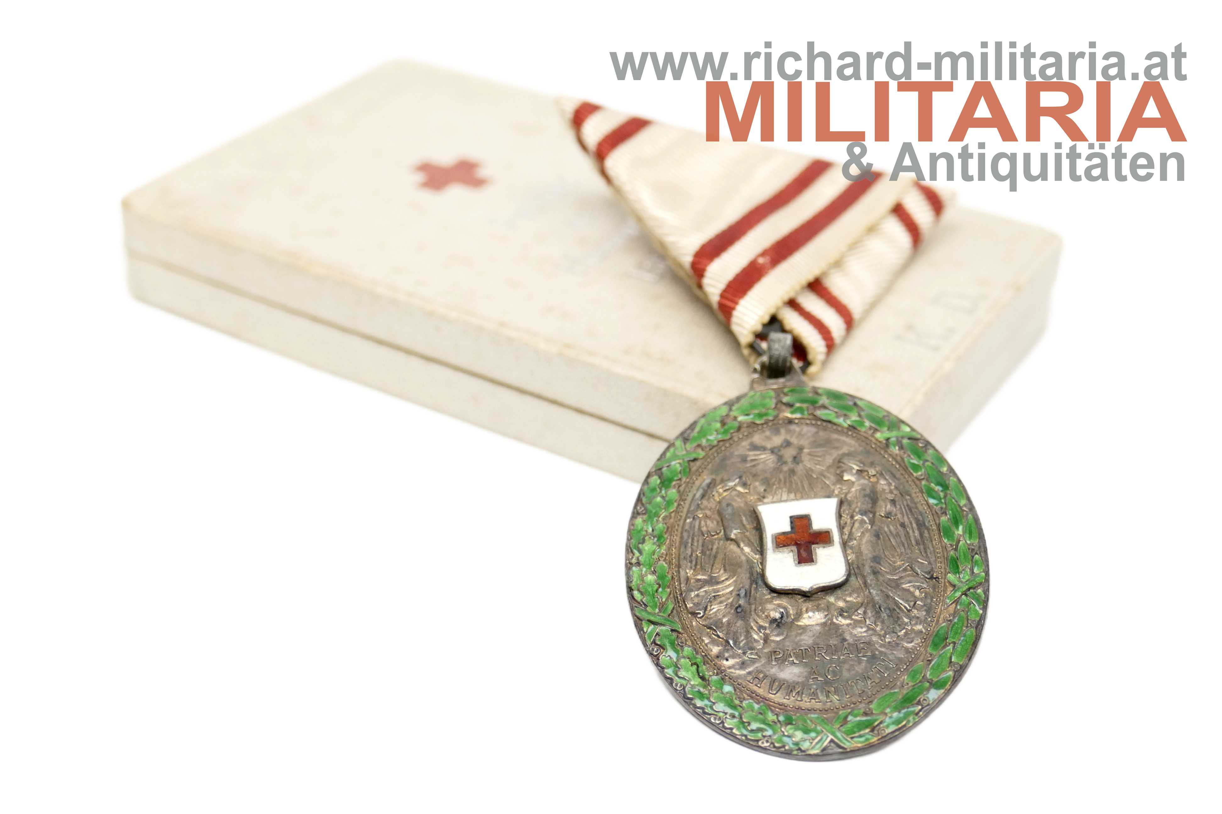 k.u.k. Rotes Kreuz - Silberne Ehrenmedaille mit KD - Rothe-Etui