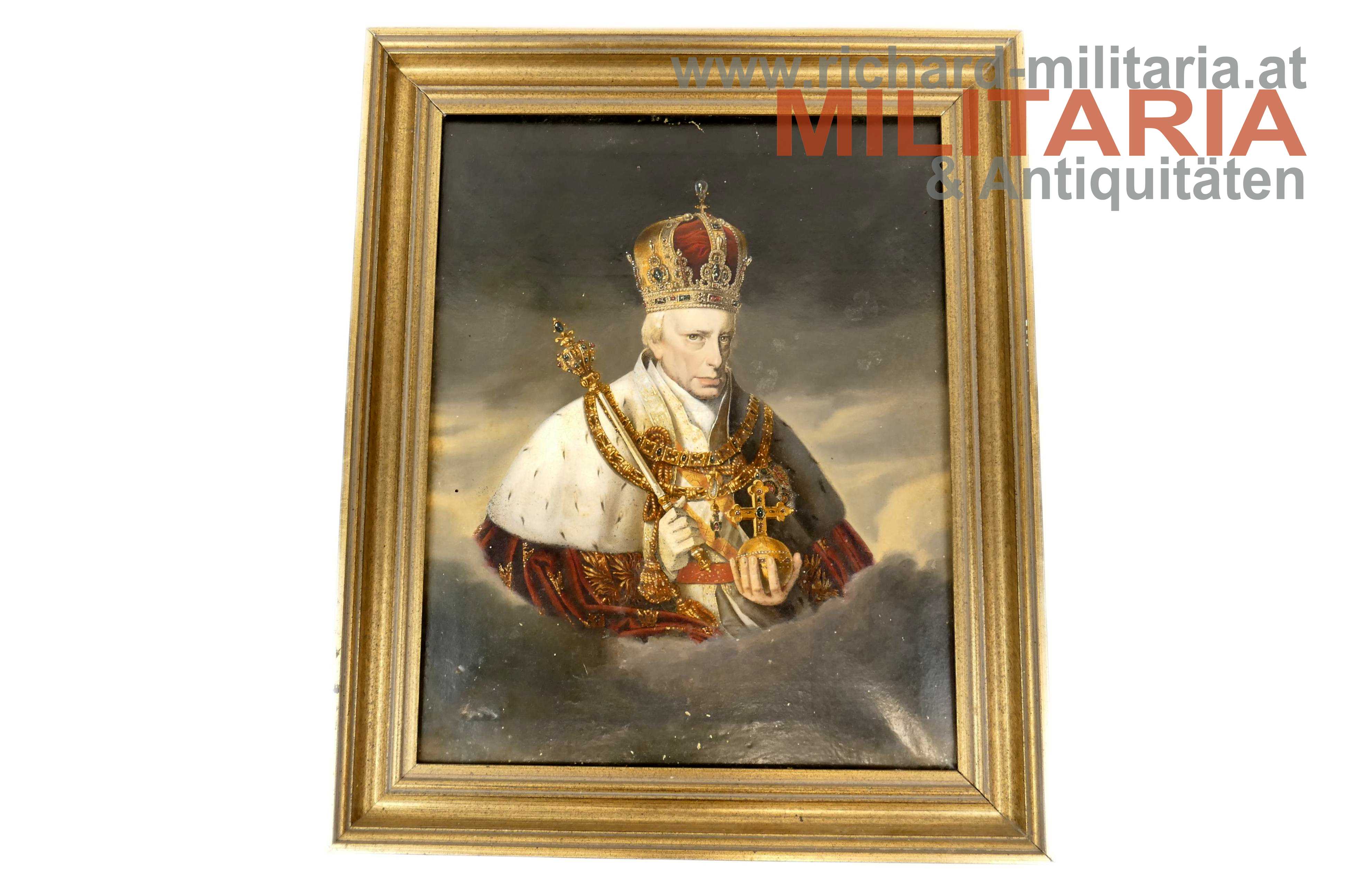 Kaiser Franz I. - mit Öl übermalte Lithografie