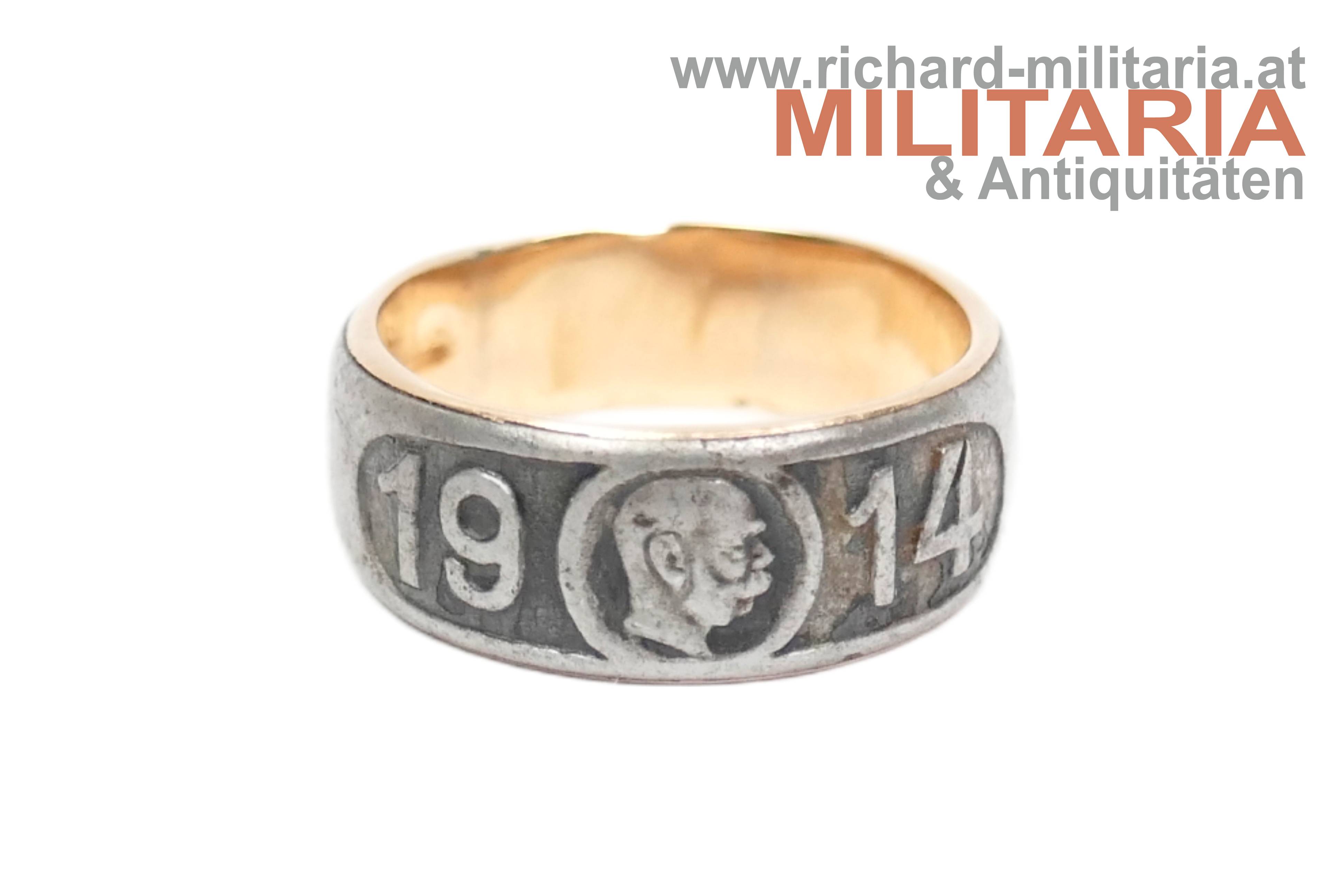 k.u.k. patriotischer Ring - Kaiser Franz Joseph 1914 - Goldeinlage
