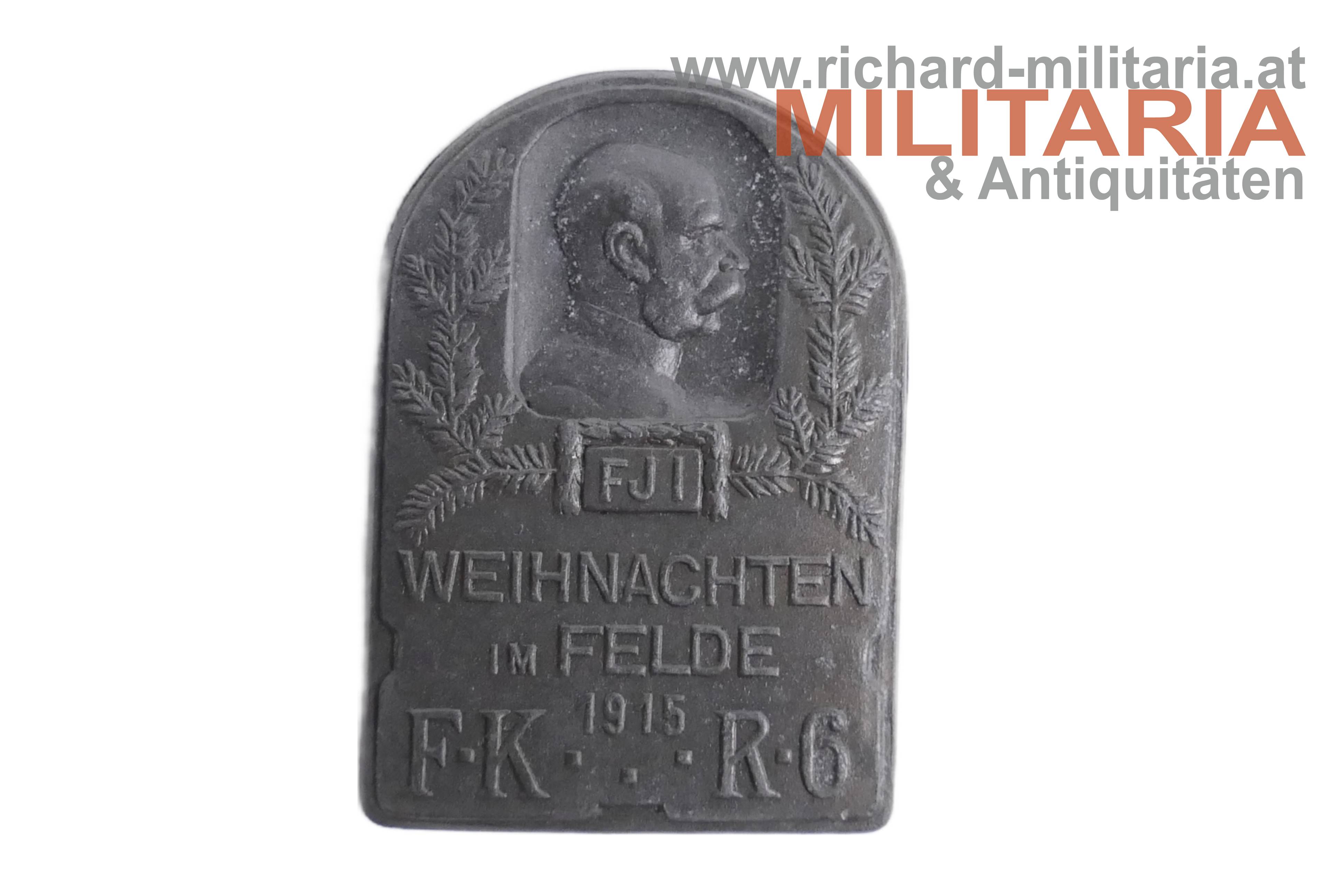 k.u.k. Kappenabzeichen - FKR 6 - Weihnachten im Felde 1915