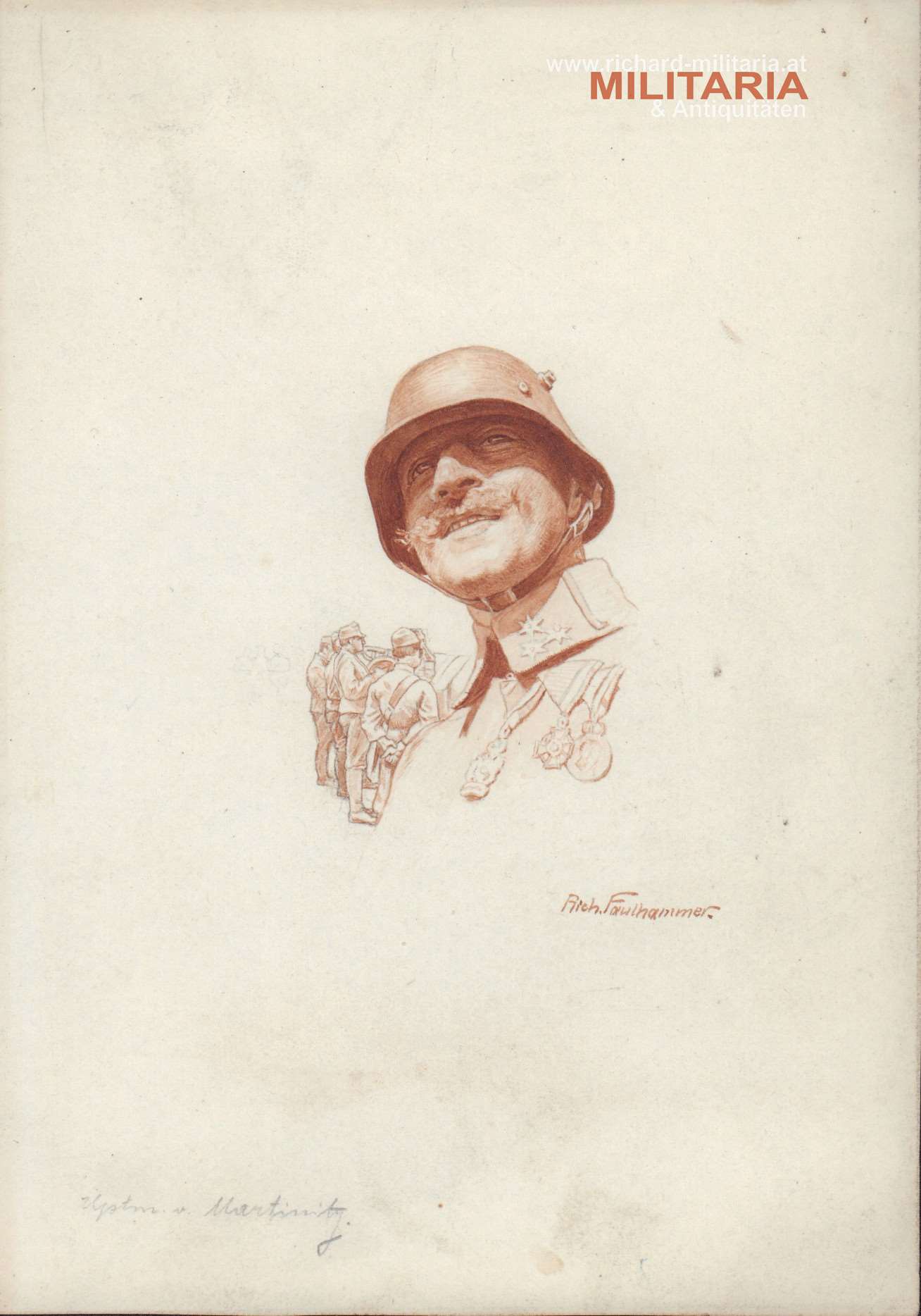 Aquarell "Hptm. v. Martinitz" - Richard Faulhammer 