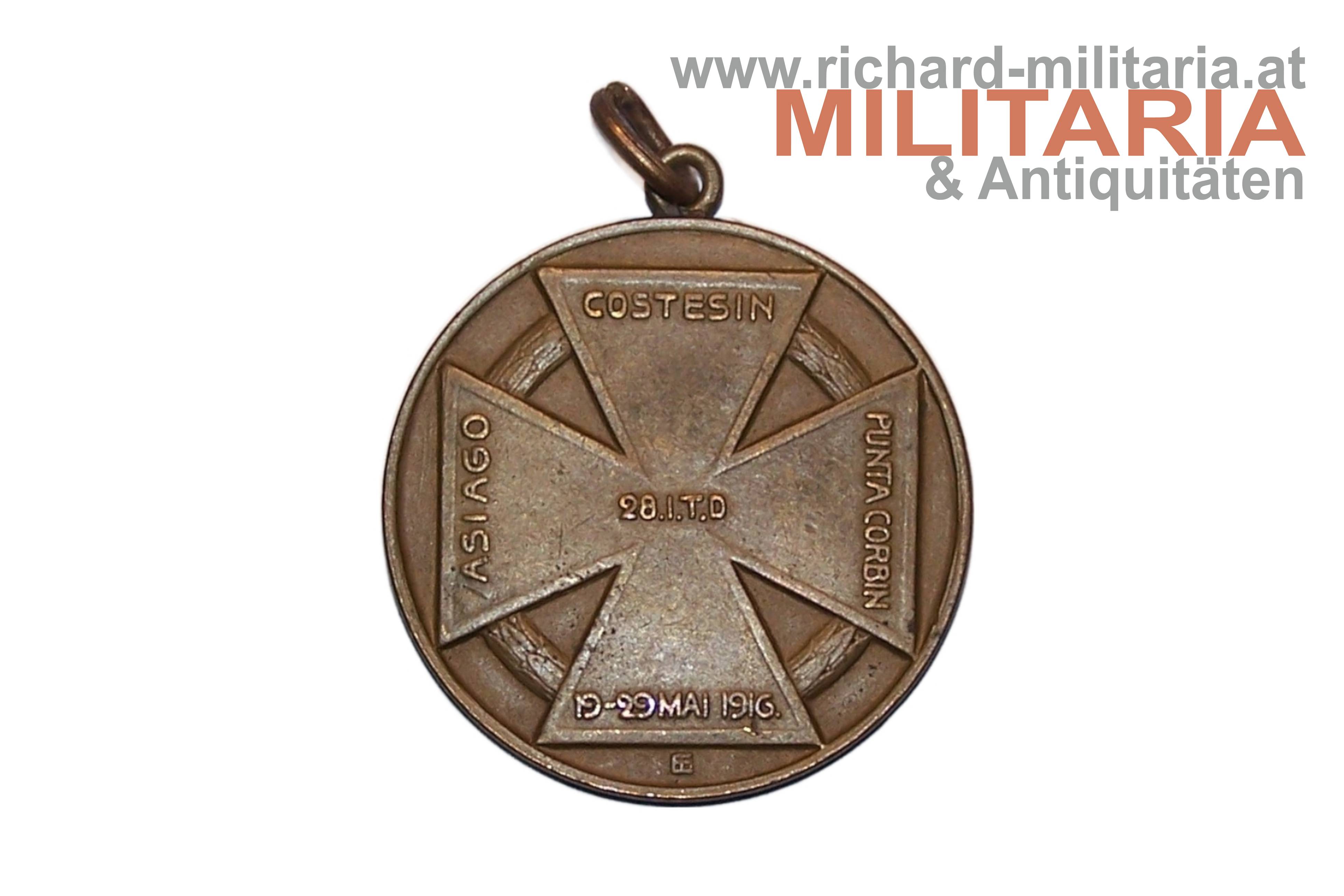 k.u.k. patr. Anhänger - 28. ITD. - Asiago, Costesin, Punta Corbin, 19-29. Mai.1916