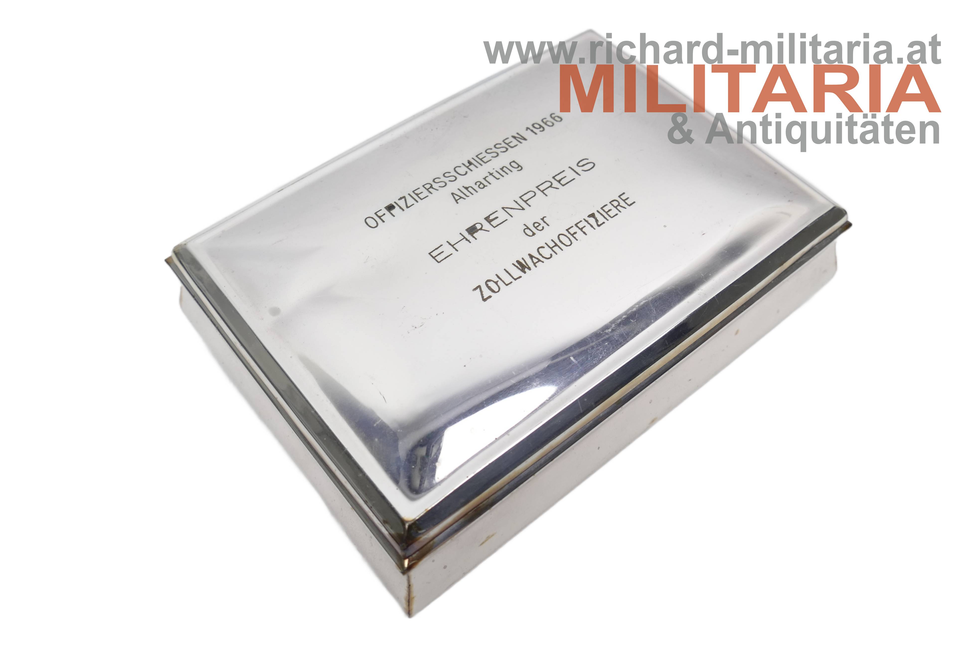 Metallschatulle - Offiziersschiessen 1966 Alharting - Ehrenpreis der Zollwachoffiziere