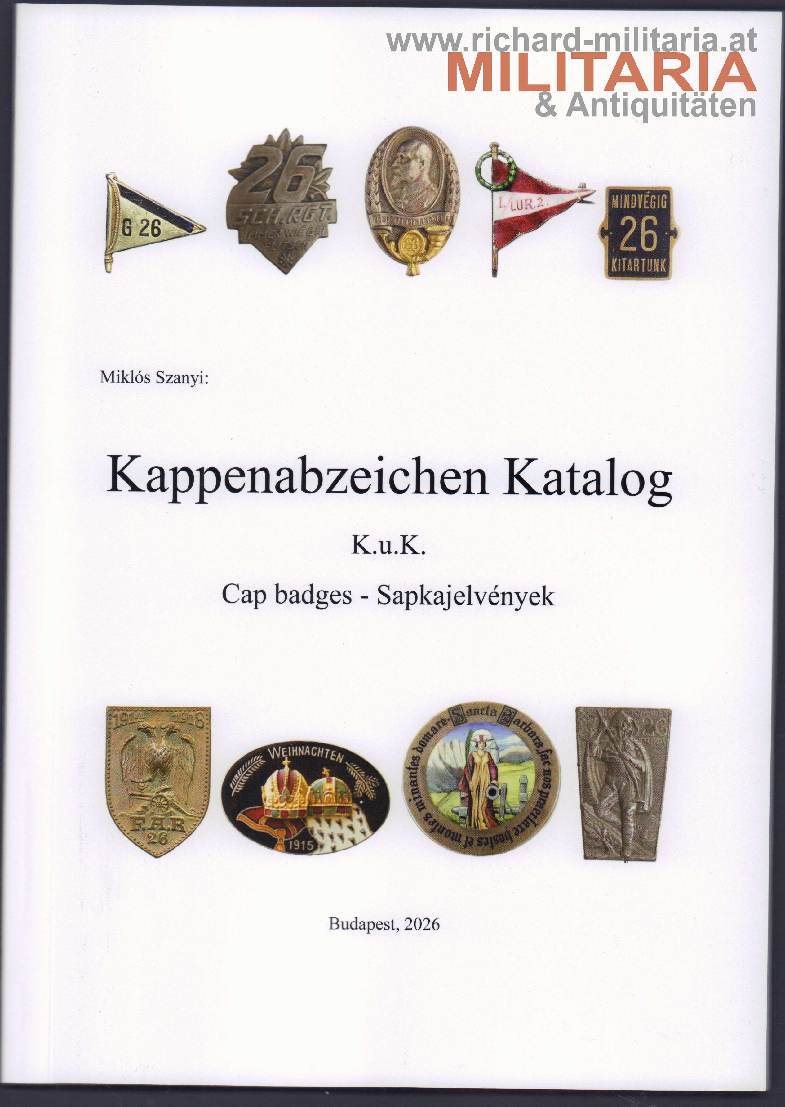 k.u.k. Kappenabzeichen Katalog - Ausgabe 2026