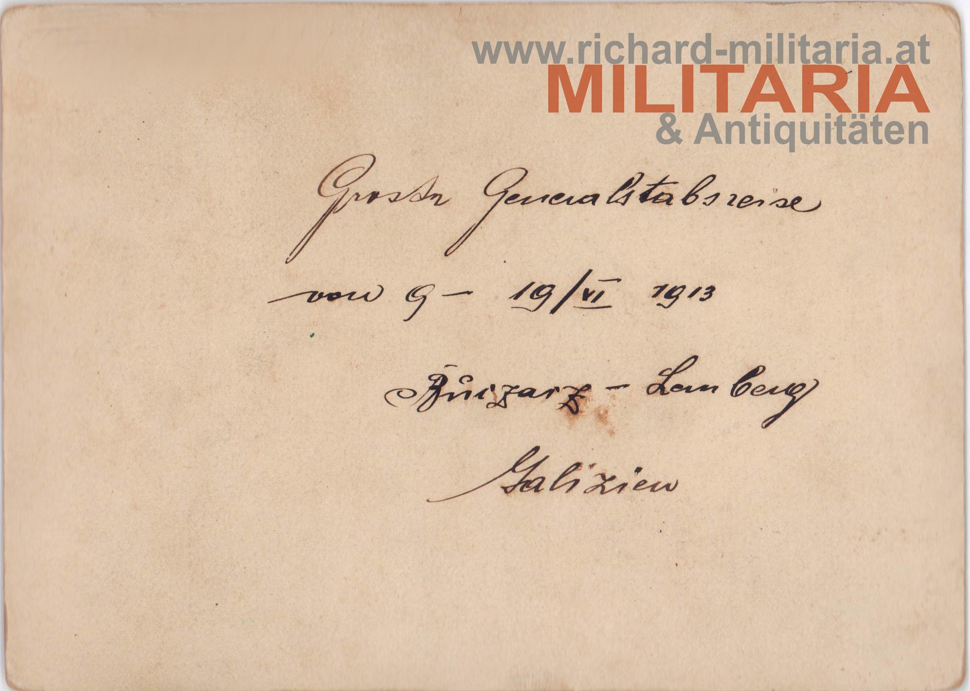 General Conrad v. Hötzendorf 1913 / Generalstabsreise Galizien - WIDMUNG!