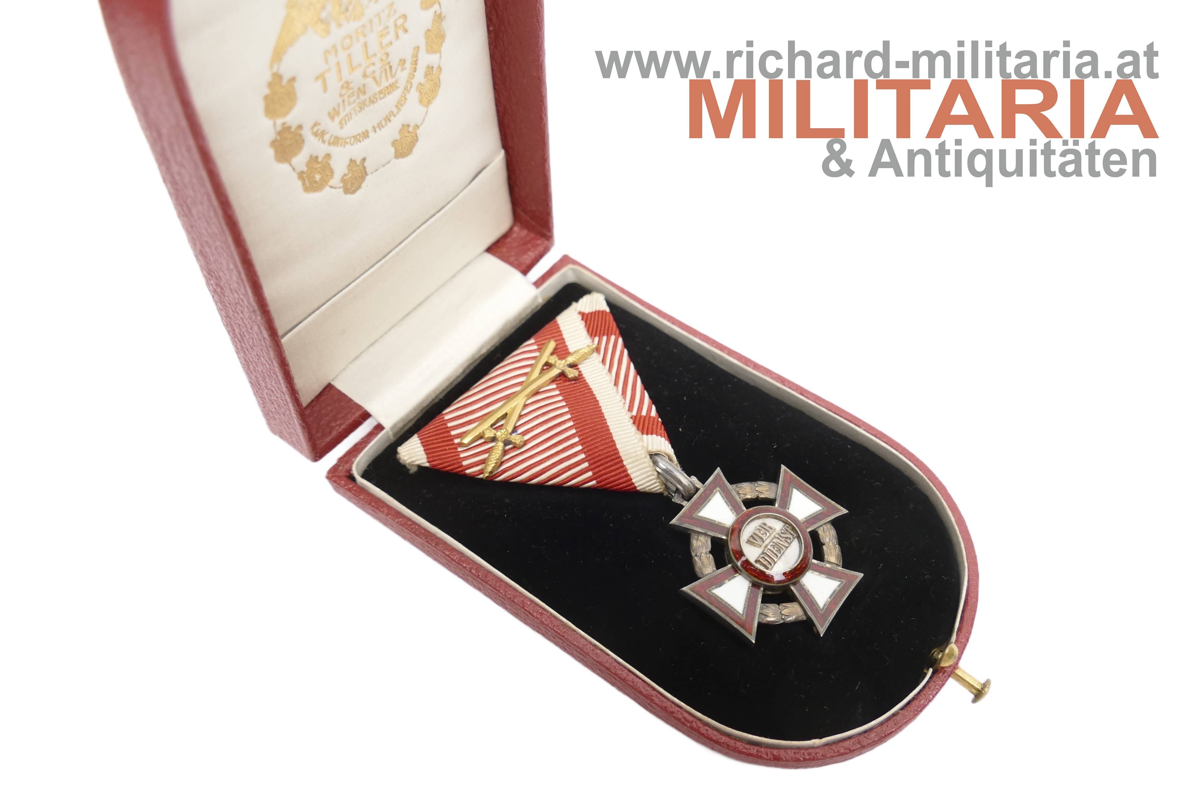 k.u.k. Militärverdienstkreuz 3. Klasse mit KD + Schw. - variantes Etui