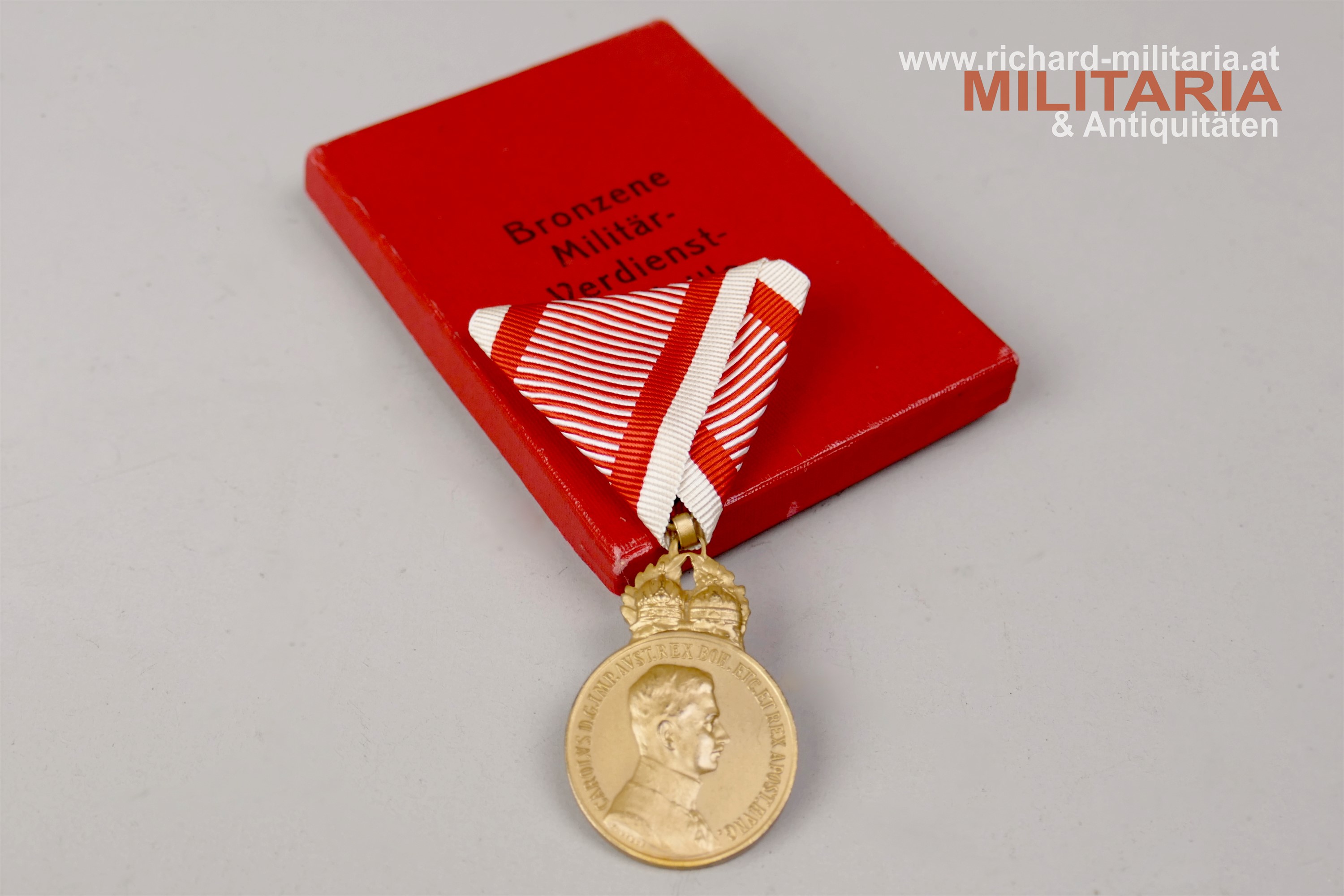 k.u.k. Bronzenes Signum Laudis - Kaiser Karl mit Etui - Zimbler