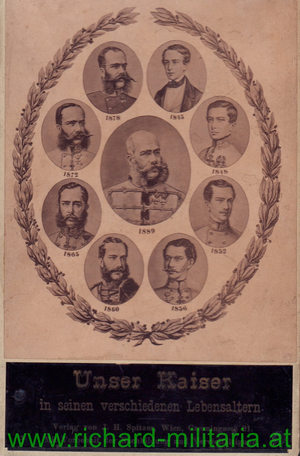 MDS03746qs8sCKQAcER56 Hartkarton-Kauffoto "Unser Kaiser in seinen verschiedenen Lebensaltern"