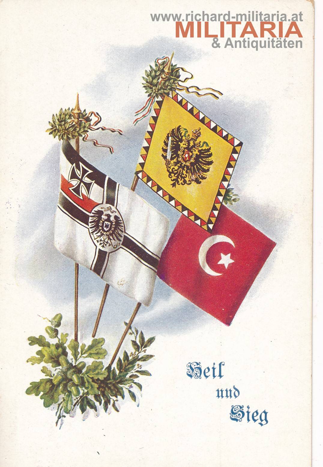 k.u.k. PK - Heil und Sieg! 3 verbündete Fahnen 