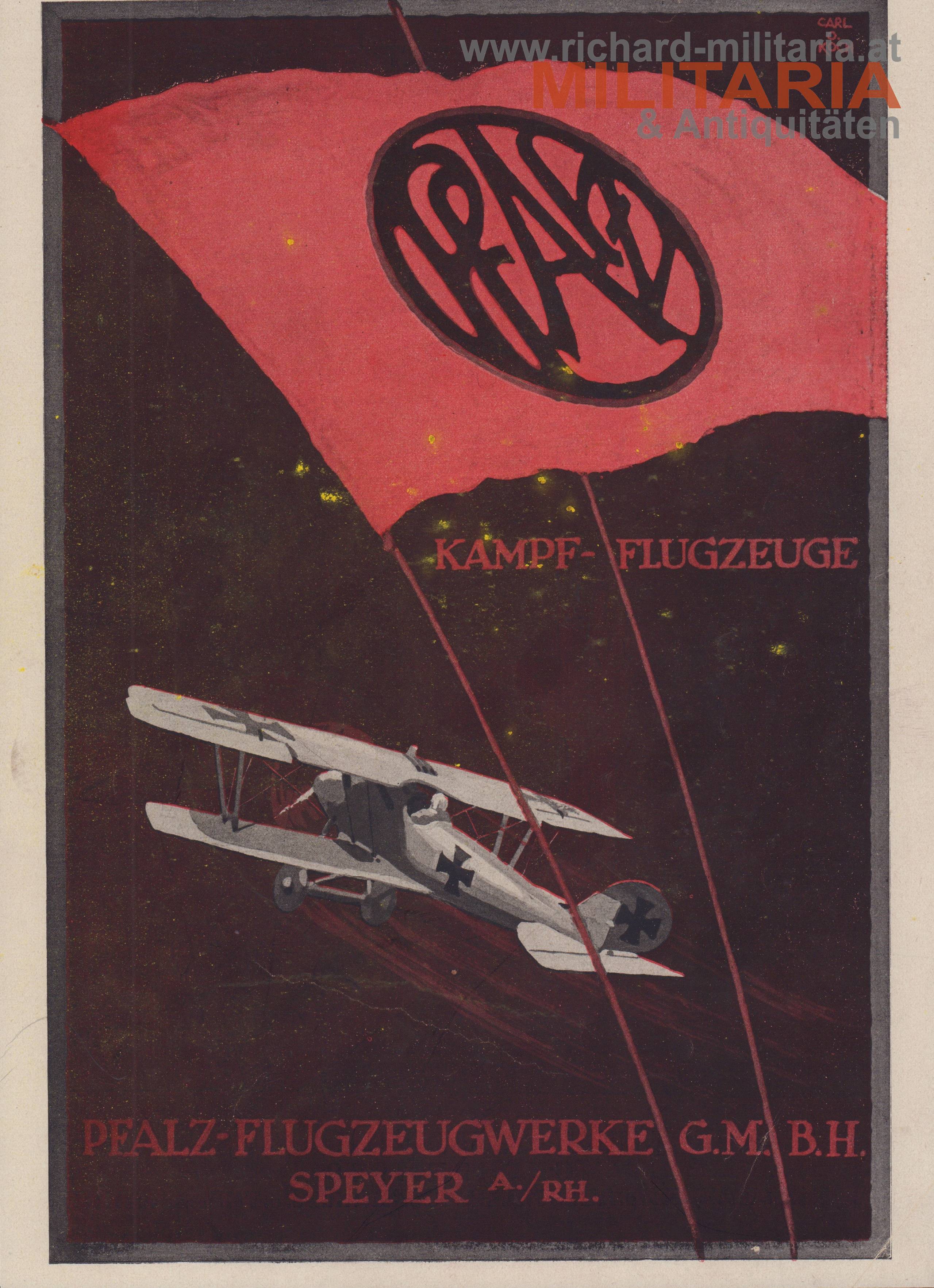 Flugblatt - Deutsche Luftkriegsbeute Ausstellung München 1918 - Pfalz Flugzeugwerke