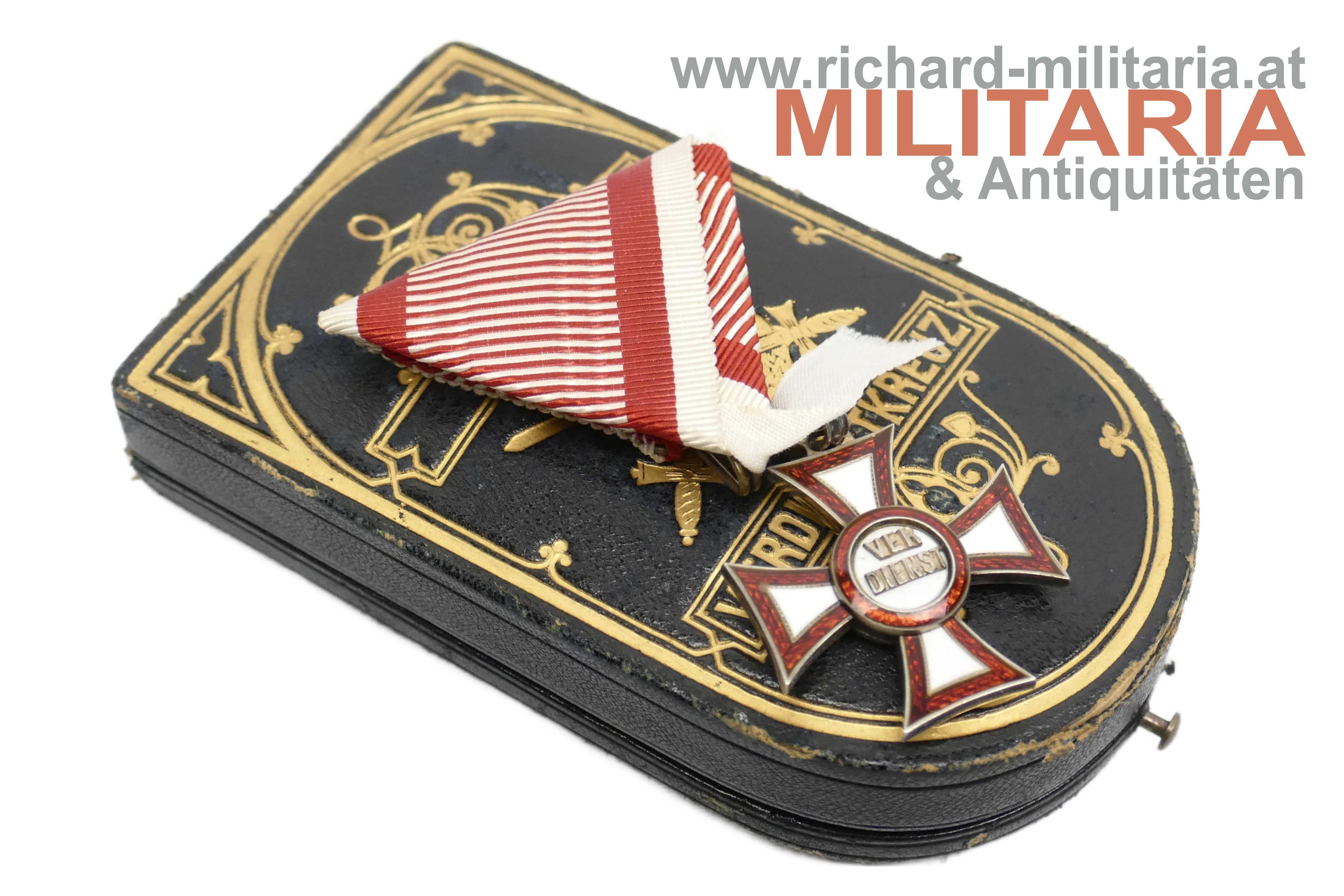 k.u.k. Militärverdienstkreuz 3. Klasse Frieden im Luxusetui - Rothe