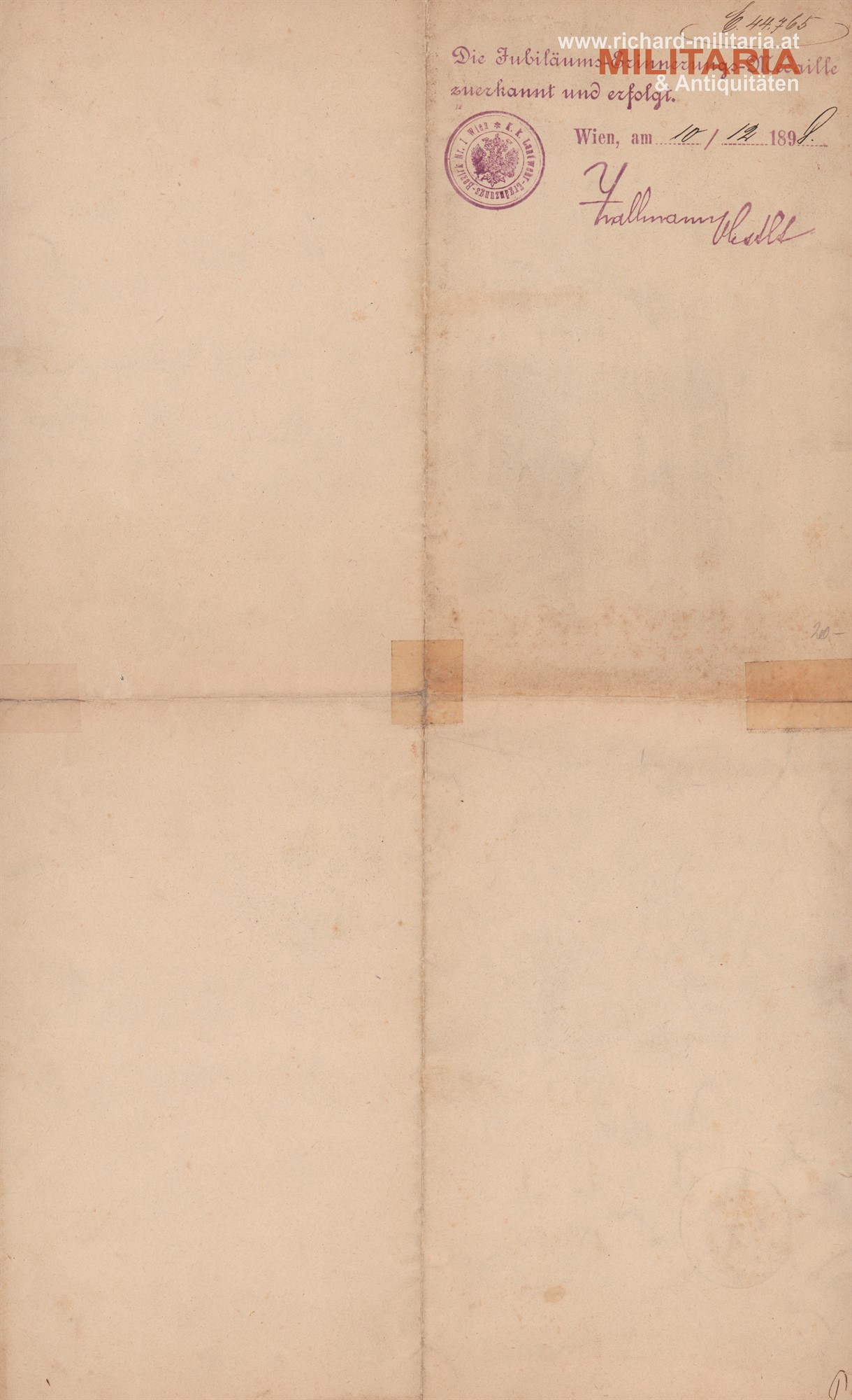 k.k. Austrittszertifikat Ldw.-Schützen-Baon St. Pölten Nr. 3 - Oberlt. Altmann - 1888