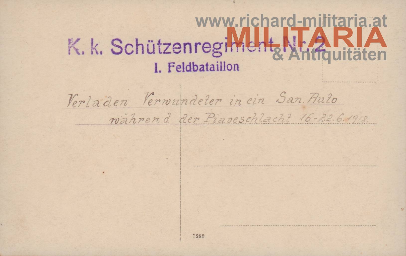 k.k. Foto - Verladen v. Verwundeten während d. Piaveschlacht 16.-22.6.1918 - Sch. Reg. Nr. 2