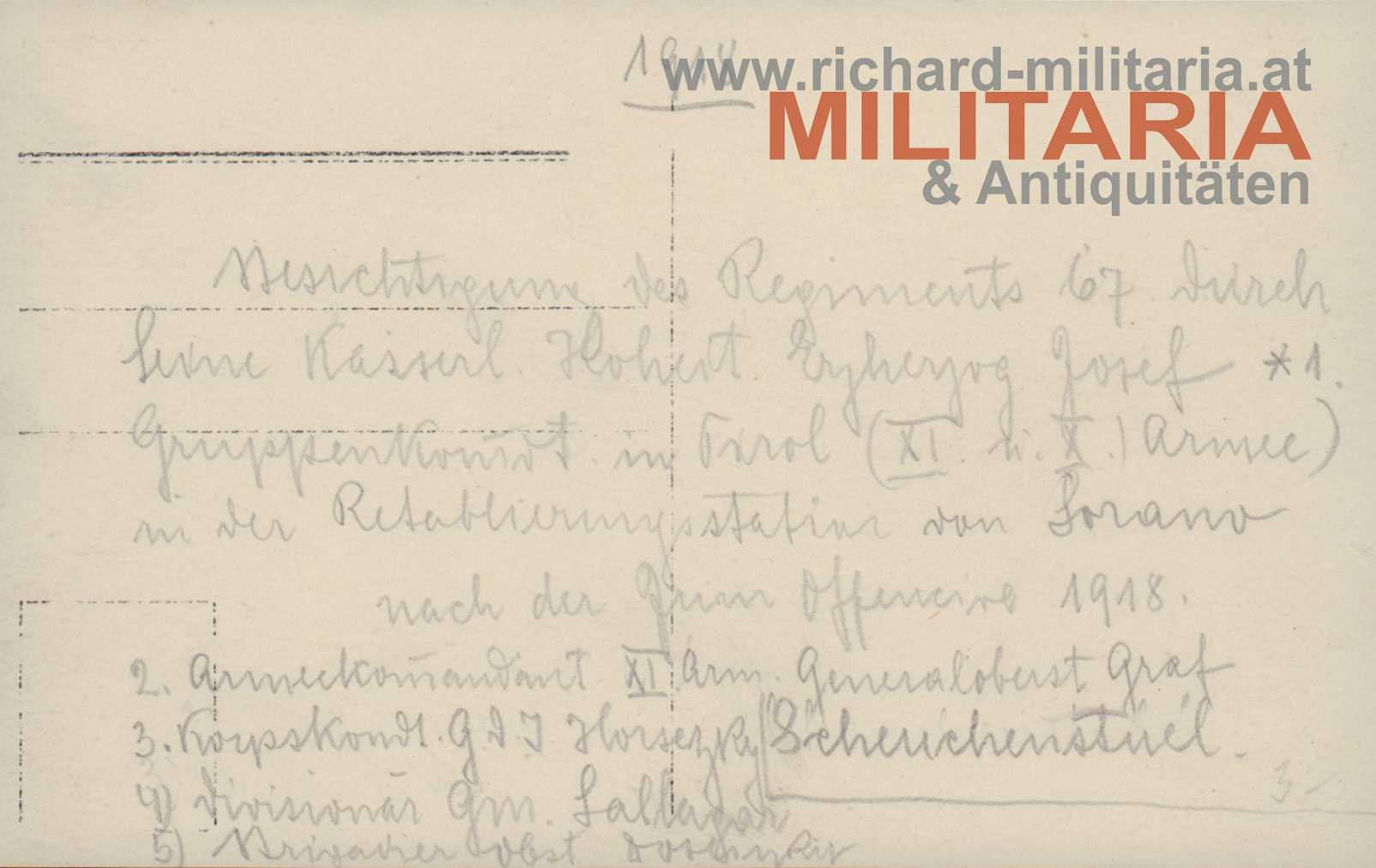 k.u.k. IR 67 – Erzh. Josef / Sorano 1918