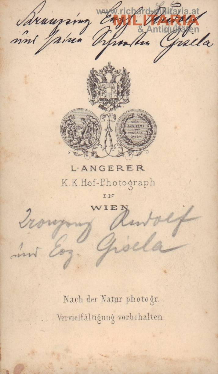 k.u.k. Hartkartonfoto - Kronprinz Rudolf und Erzherzogin Gisella um 1865