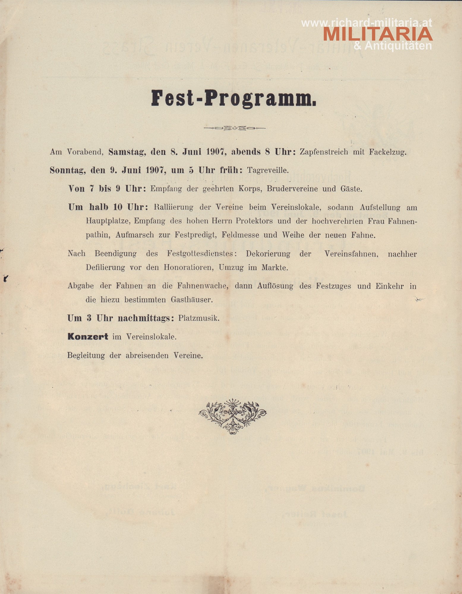 Militär-Veteranen-Verein STRASS - Einladung Gründungsfest Militär-Veteranen-Verein "Weihe einer neuen Fahne 