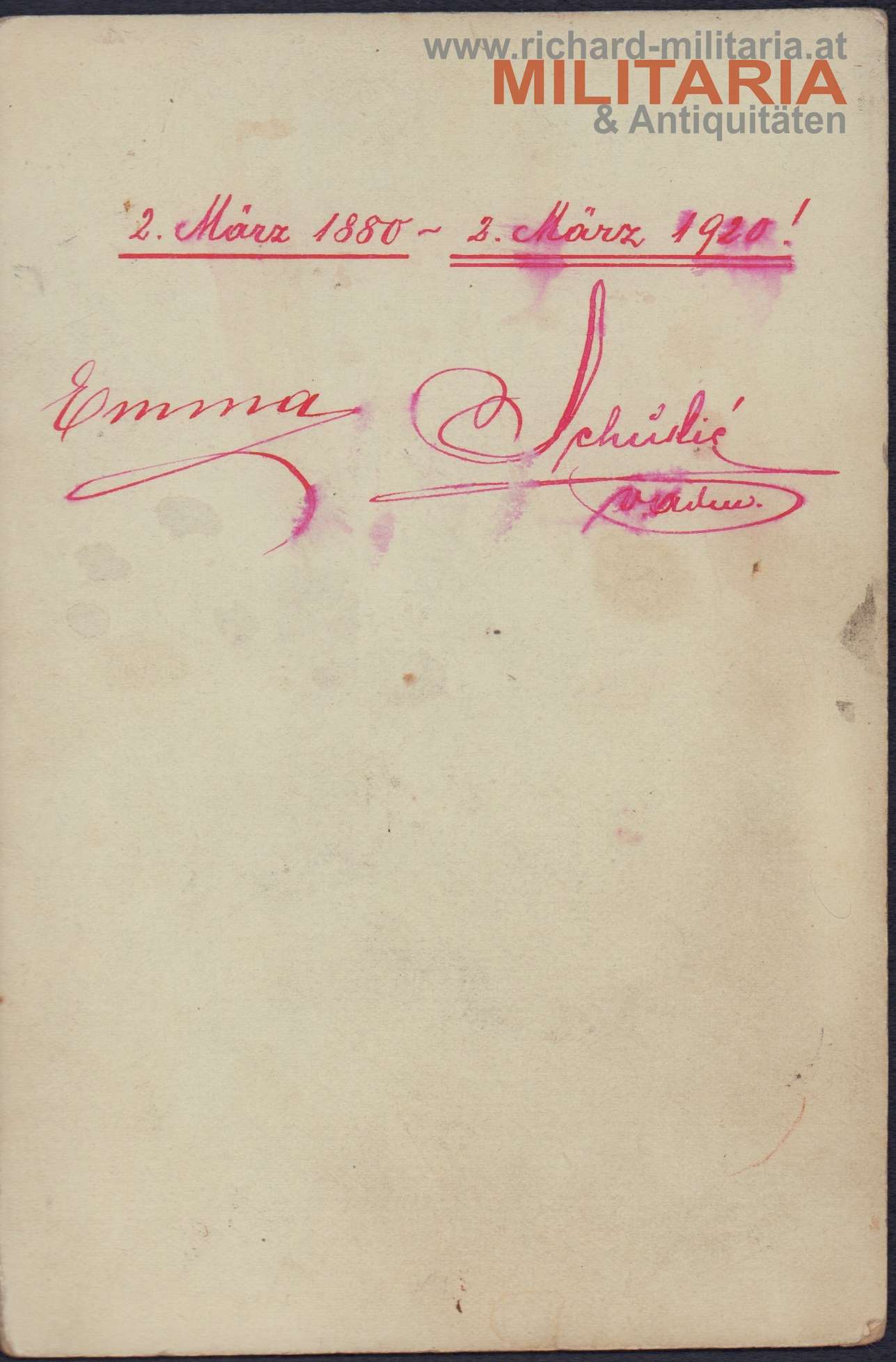 k.u.k. Hartkartonfoto - Kriegsmarine Vizeadmiral Lazar Schukic mit Gattin