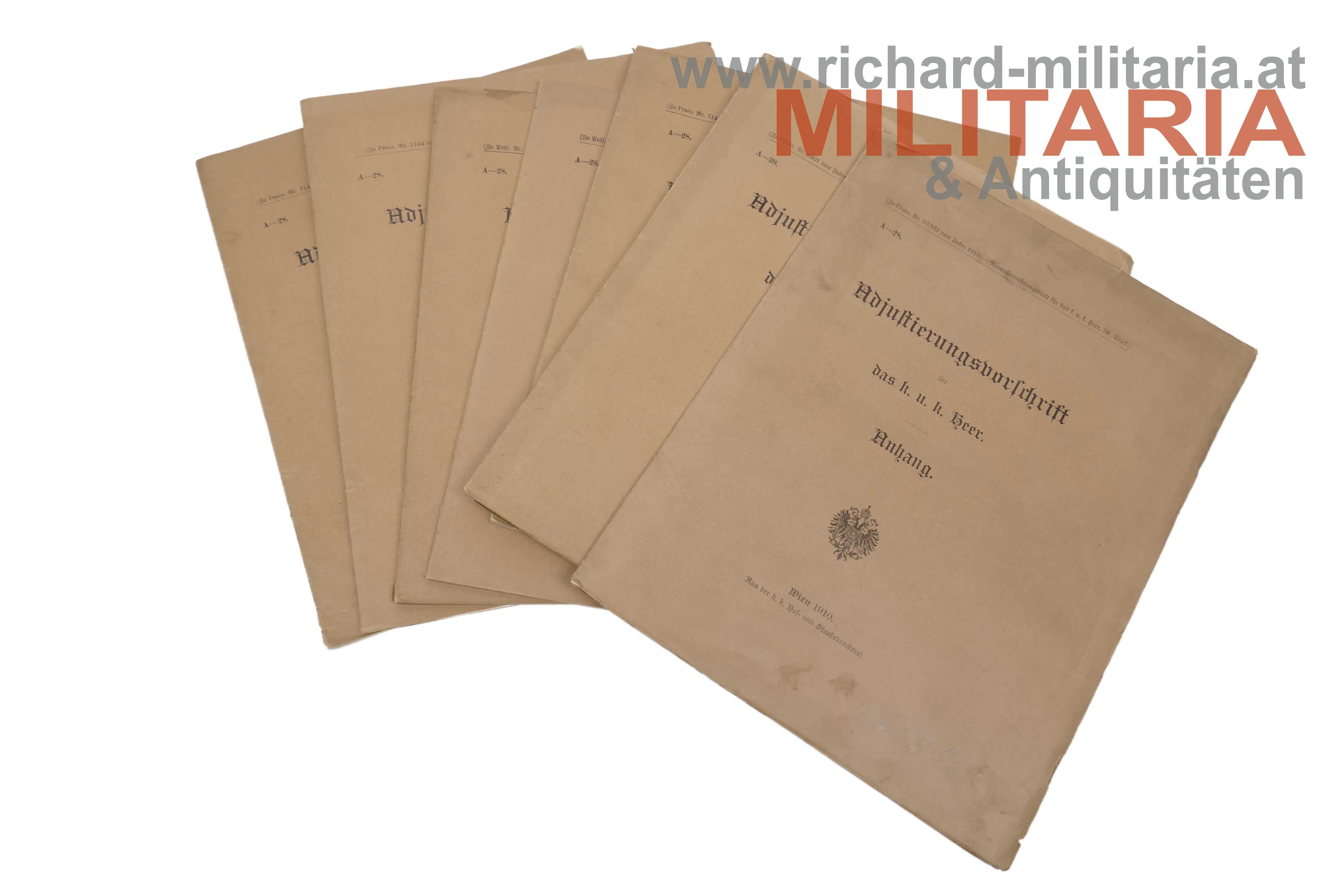 k.u.k. Adjustierungsvorschrift für das k.u.k. Heer -  1910/1911 - 7 Teile