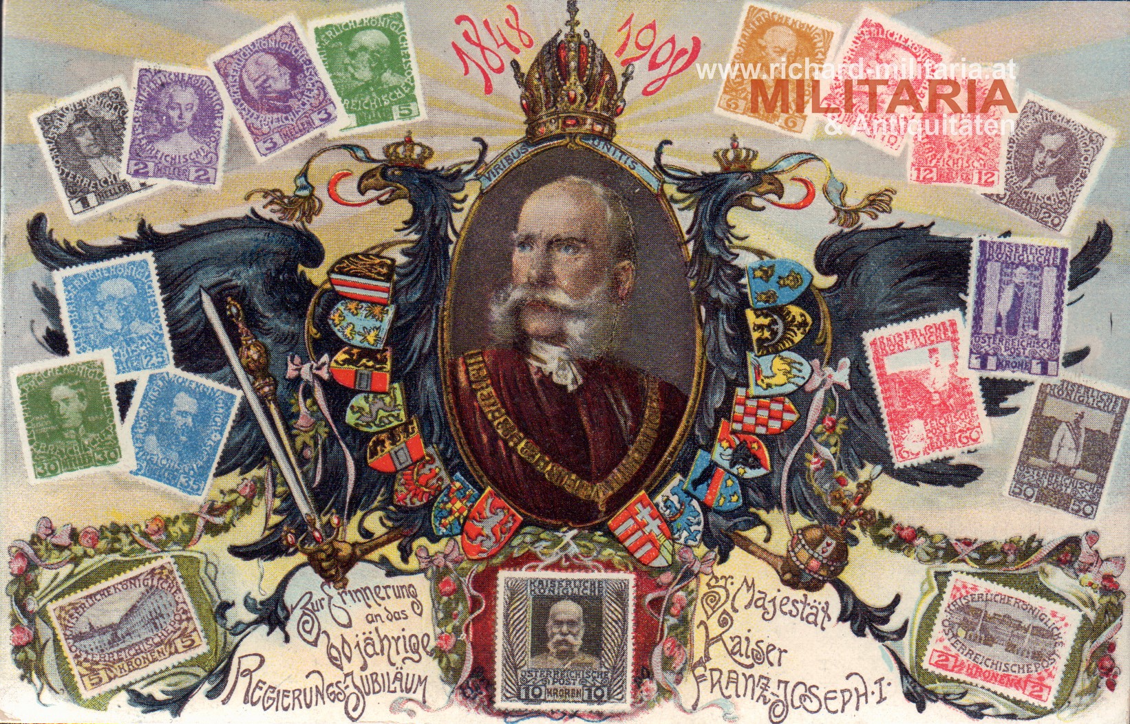 k.u.k. PK "Zur Erinnerung an das 60jährige Regierungsjubiläum Sr. Maj. Kaiser Franz Josef" - gelaufen