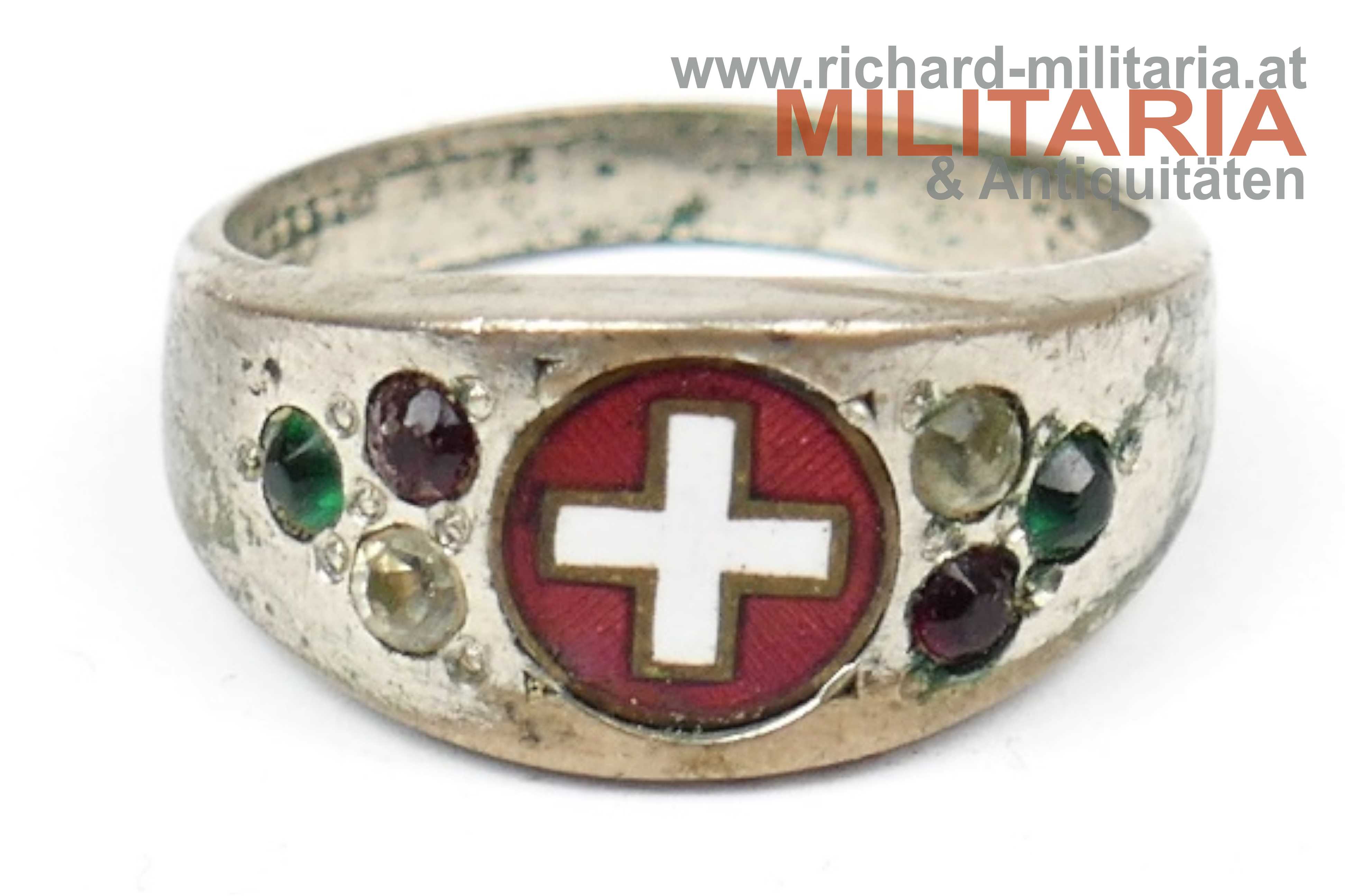 Patriotischer Ring - weißes Kreuz 
