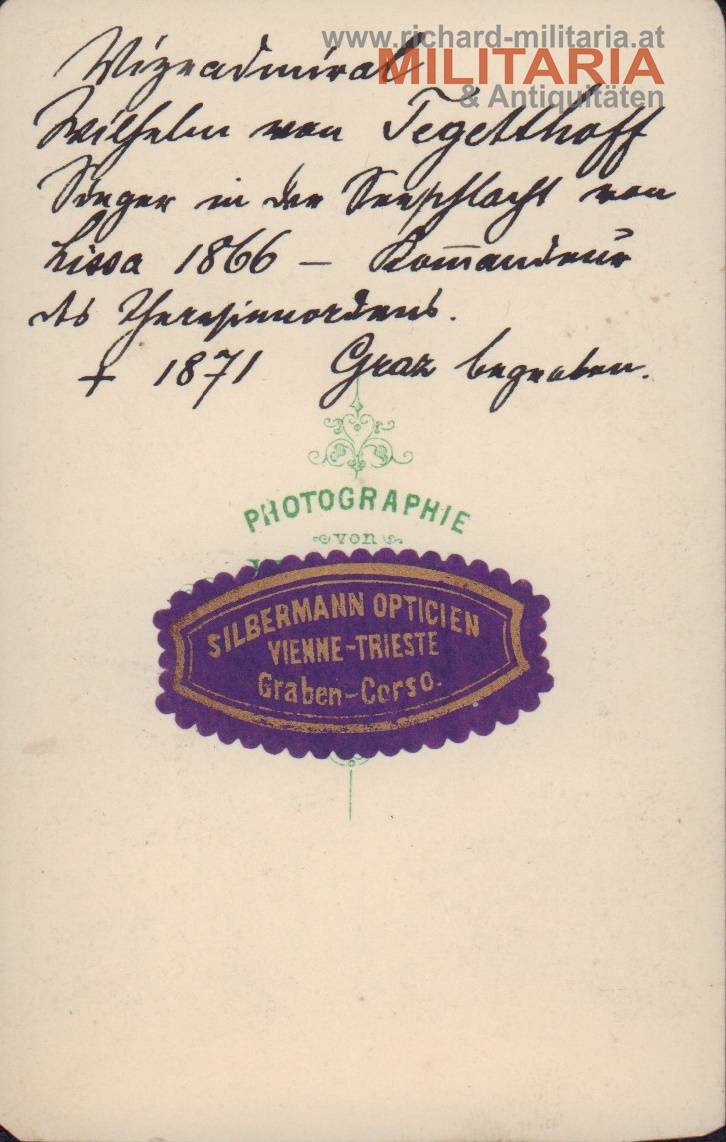 k.u.k. Hartkartonfoto - Vizeadmiral Wilhelm von Tegetthoff