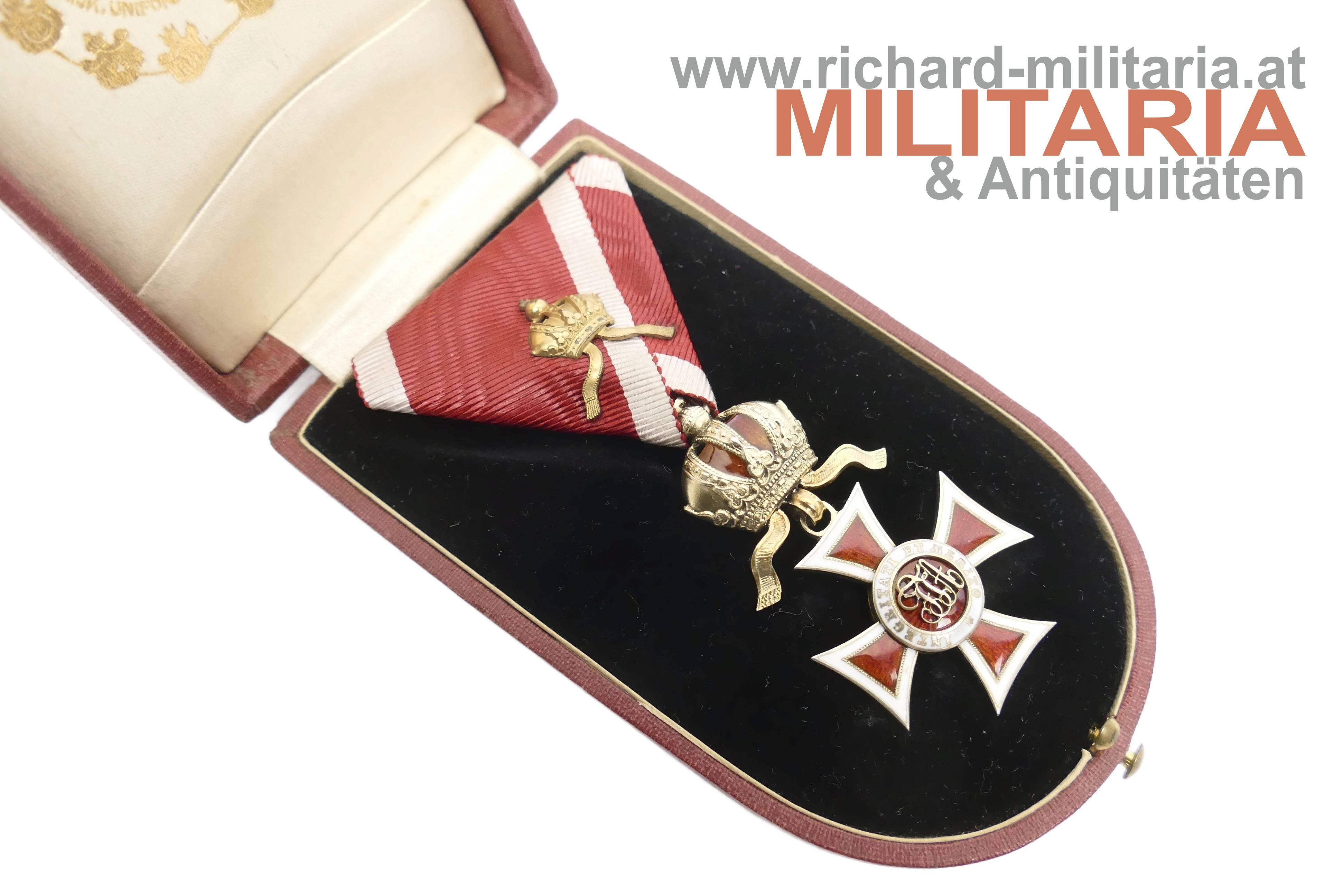 öster. kaiserl. Leopold Orden Ritterkreuz mit Kleindeko. Kommand. - Tiller-Etui - SILBER