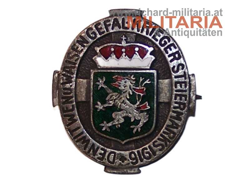 k.u.k. patriotisches Abzeichen - "Den Witwen u. Waisen Gefal. Krieger Steiermarks 1916"