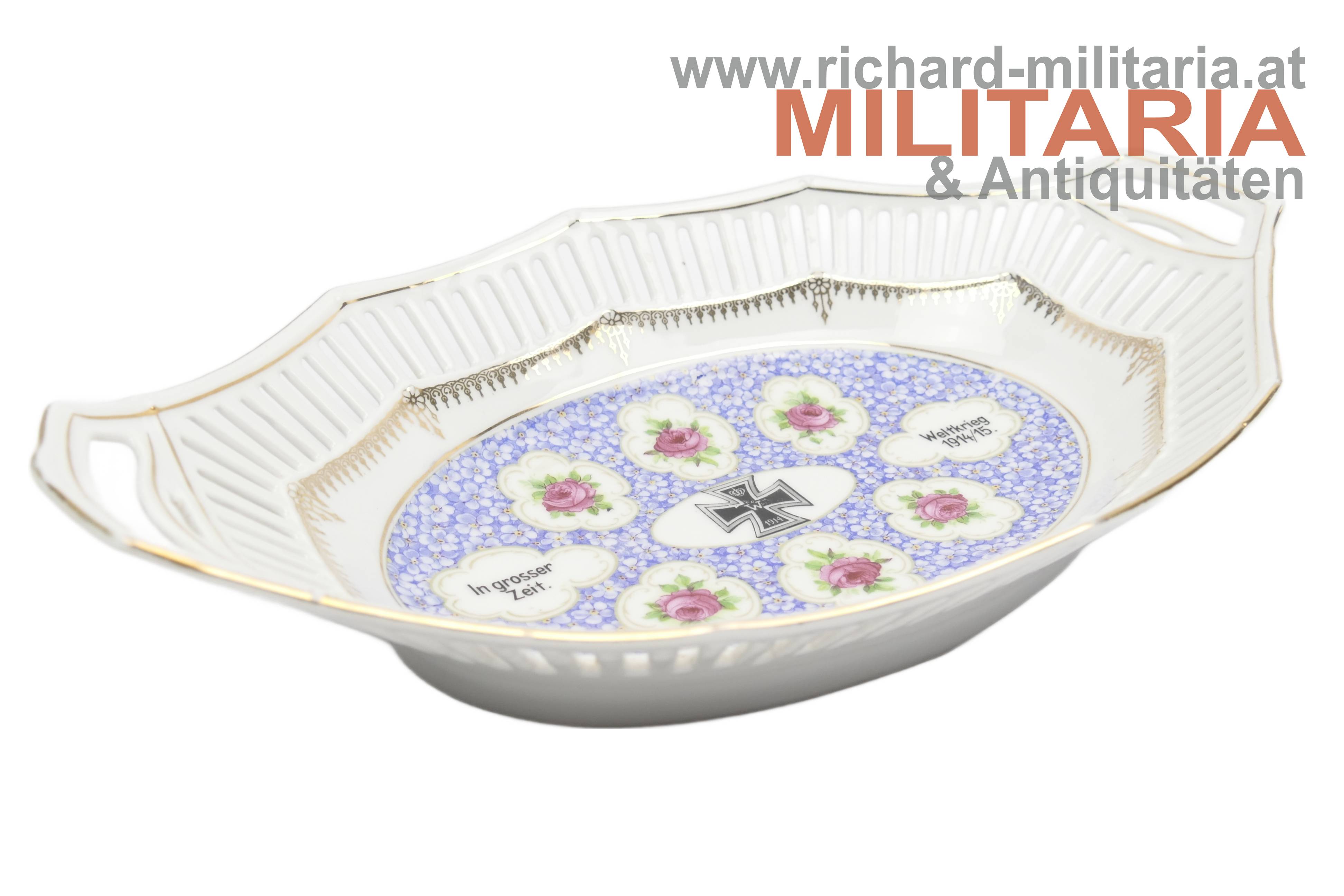 patriotische Porzellanschale - In grosser Zeit - Weltkrieg 1914/15