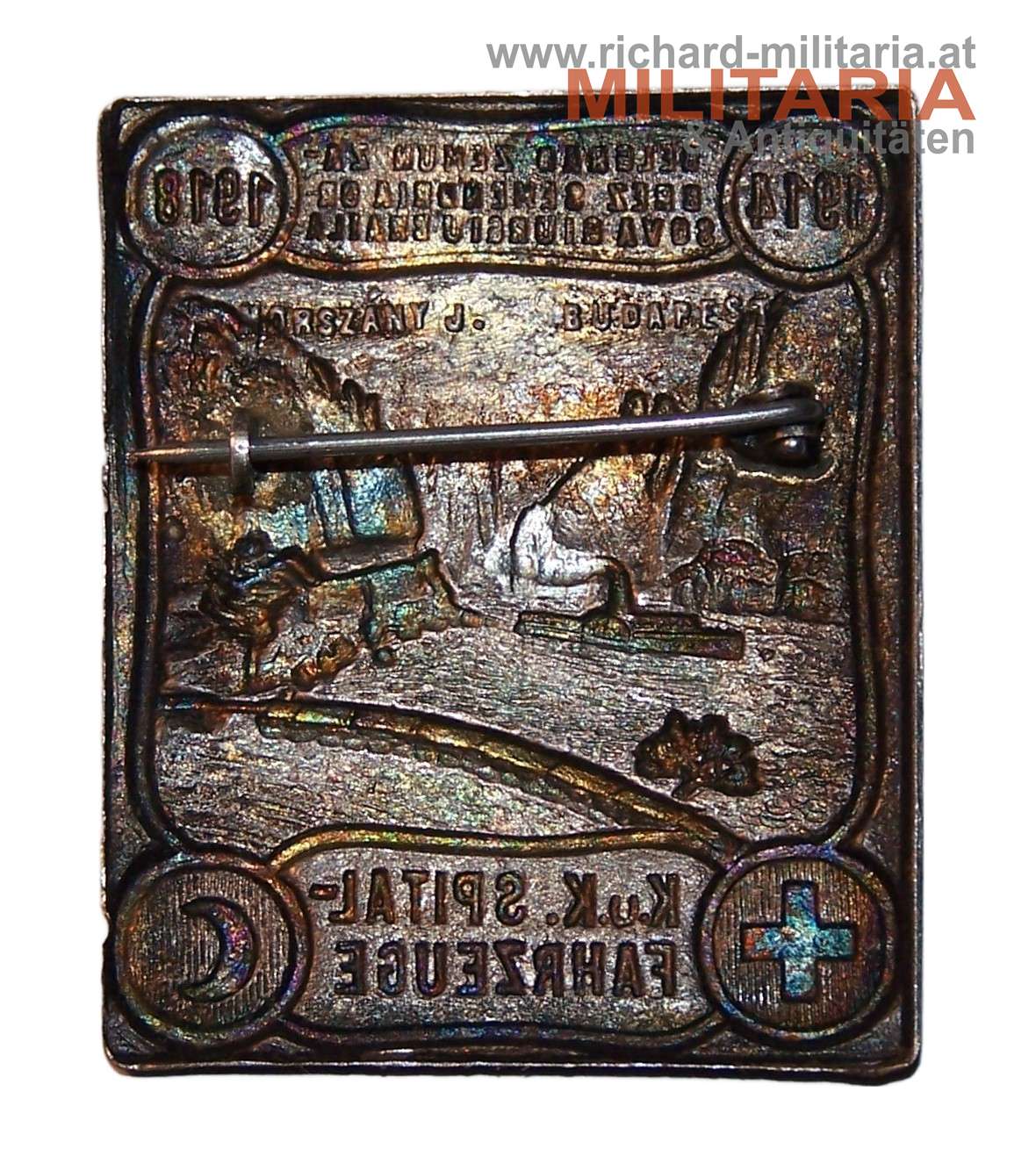 k.u.k. Kappenabzeichen Spital-Fahrzeuge / 1914-1918 / Belgrad, Zemun, Zabrez, Semendria, Orsova, Giurgiu, Braila 