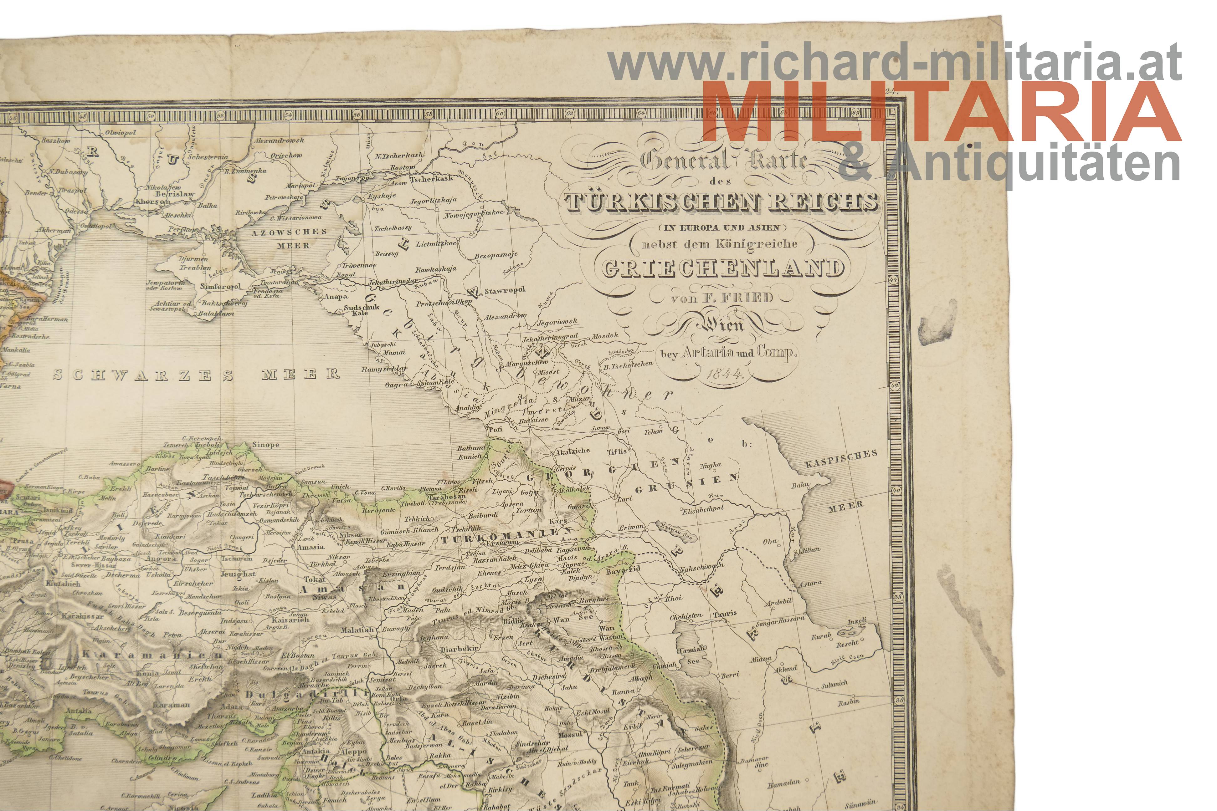 Karte des türkischen Reiches in Europa und Asien 1844 - von F. Fried