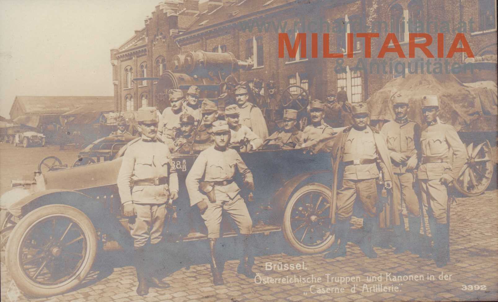k.u.k. PK - Österreichische Truppen und Kanonen in der "Caserne d´ Artillerie" in Brüssel